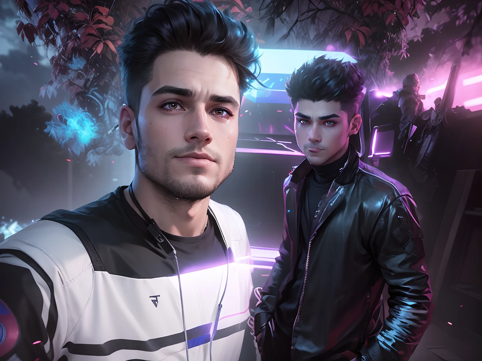 change background cyberpunk handsome boy, realities face, 8k, ultra realities,