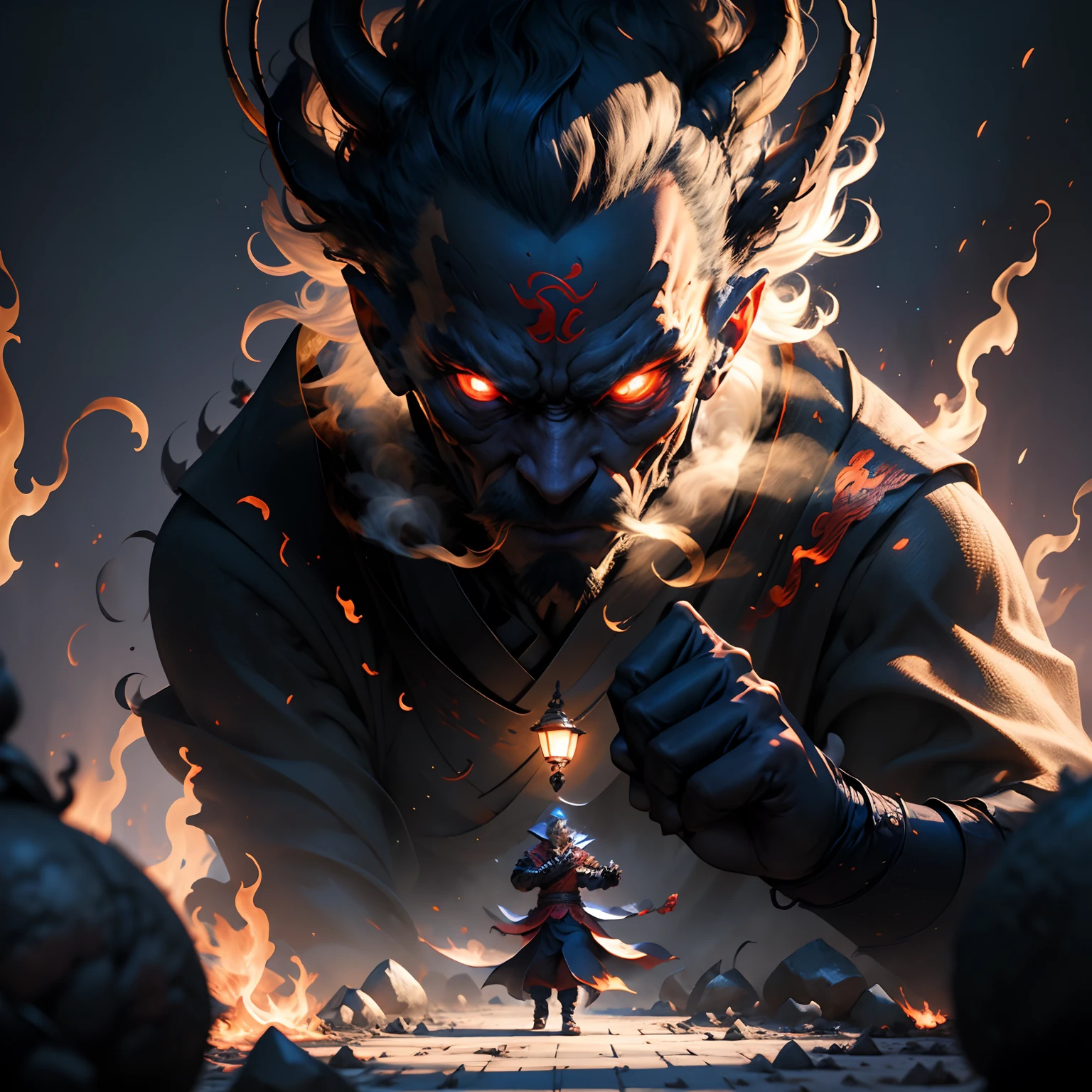 the night，Old man in Chinese costume，hoary，Strong，The expression is fierce，Detailed facial details，Hand movements，Light of the spell， ultra-realistic realism， Dream-like， V0id3nergy， shadow magic，Ultra Luxo，super-fine，Ultra HD ultra high resolution，32K best quality， tmasterpiece， 超高分辨率， Shadowdancer， shadow magic， darkness control， stealth， Shadow steps， The umbra spell background is a dilapidated Chinese courtyard，Surrounded by soldiers，themoon，Ultra Luxo，super-fine，Ultra HD ultra high resolution，32K