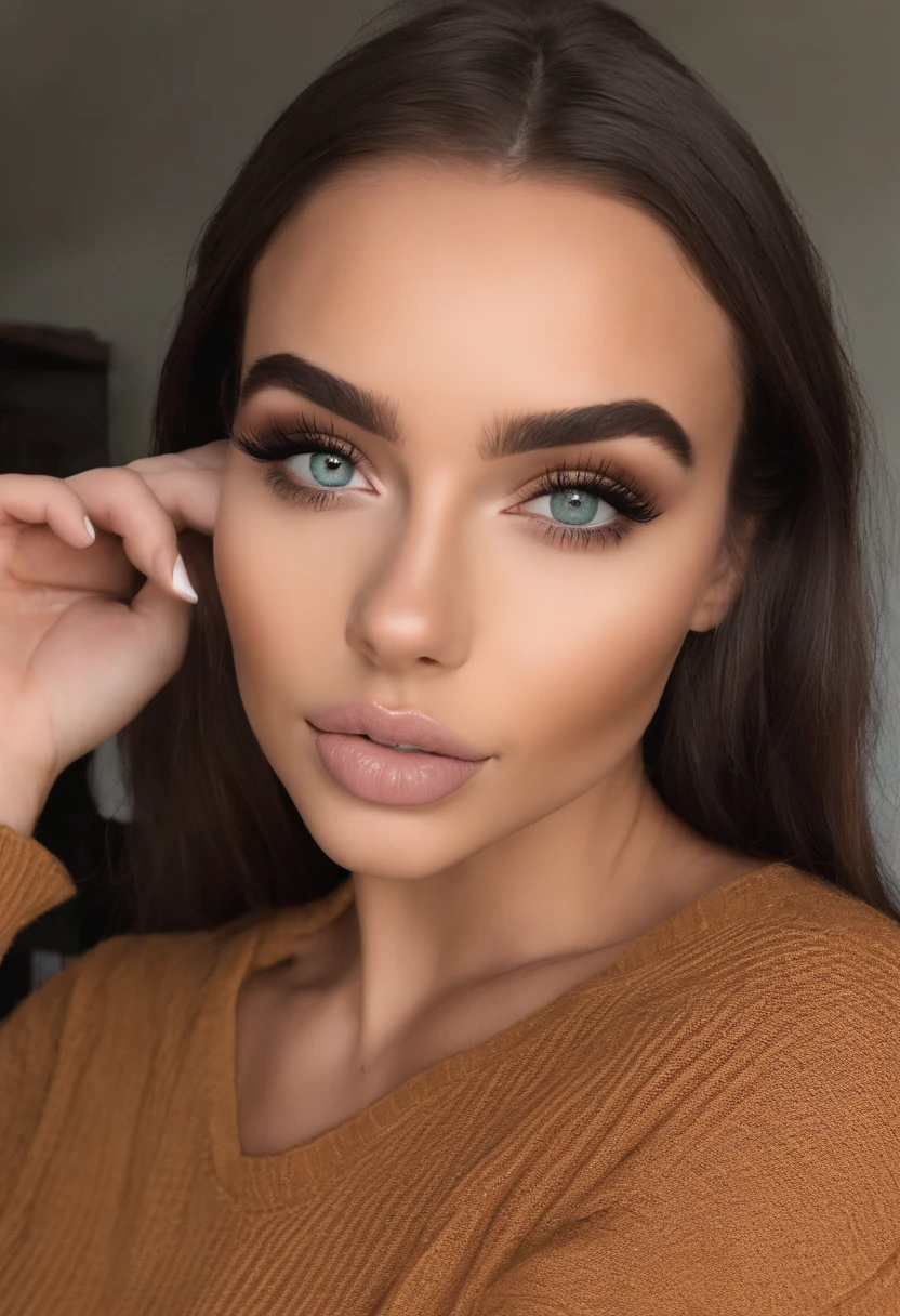 Arafed mujer con ropa negra, Chica sexy con ojos marrones, Retrato Sophie Mudd, cabello negro y ojos grandes, selfie de una mujer joven, Ojos del dormitorio, Violeta Myers, sin maquillaje, Maquillaje natural, staring directly into camera, cara con artgram, maquillaje sutil, Impresionante foto de cuerpo completo, en la naturaleza , escote, pechos enormes, senos grandes, tetas grandes, tetas enormes