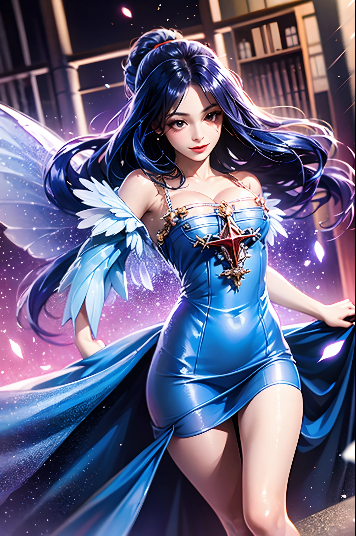 (best quality,4k,highres,masterpiece:1.2),ultra-detailed,realistic:1.37,portrait,pencil sketch,soft lighting,dreamy colors,beautiful girl,fantasy atmosphere,long black hair,military white outfit with blue lines,gorgeous thick legs,enchanting fairy(Wendy Marvell) in a flowing dress,Mythical creatures flying around,garden with vibrant flowers,magical butterflies,sparkling starry sky.