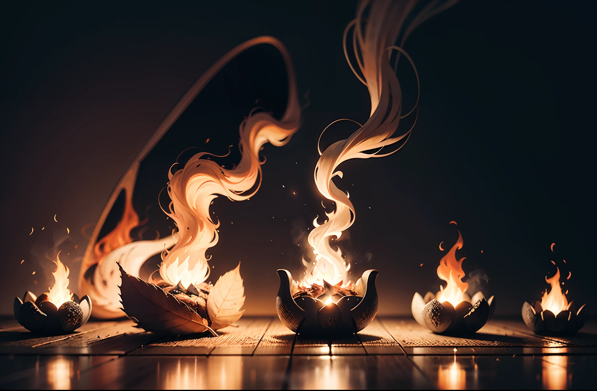Feuilles , flammes , smoked