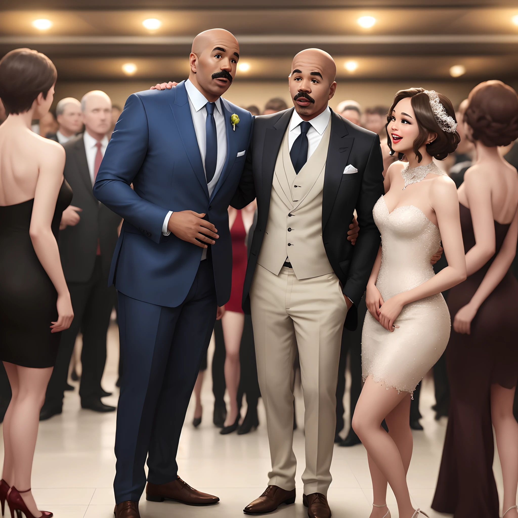 Steve Harvey standing alone at a party