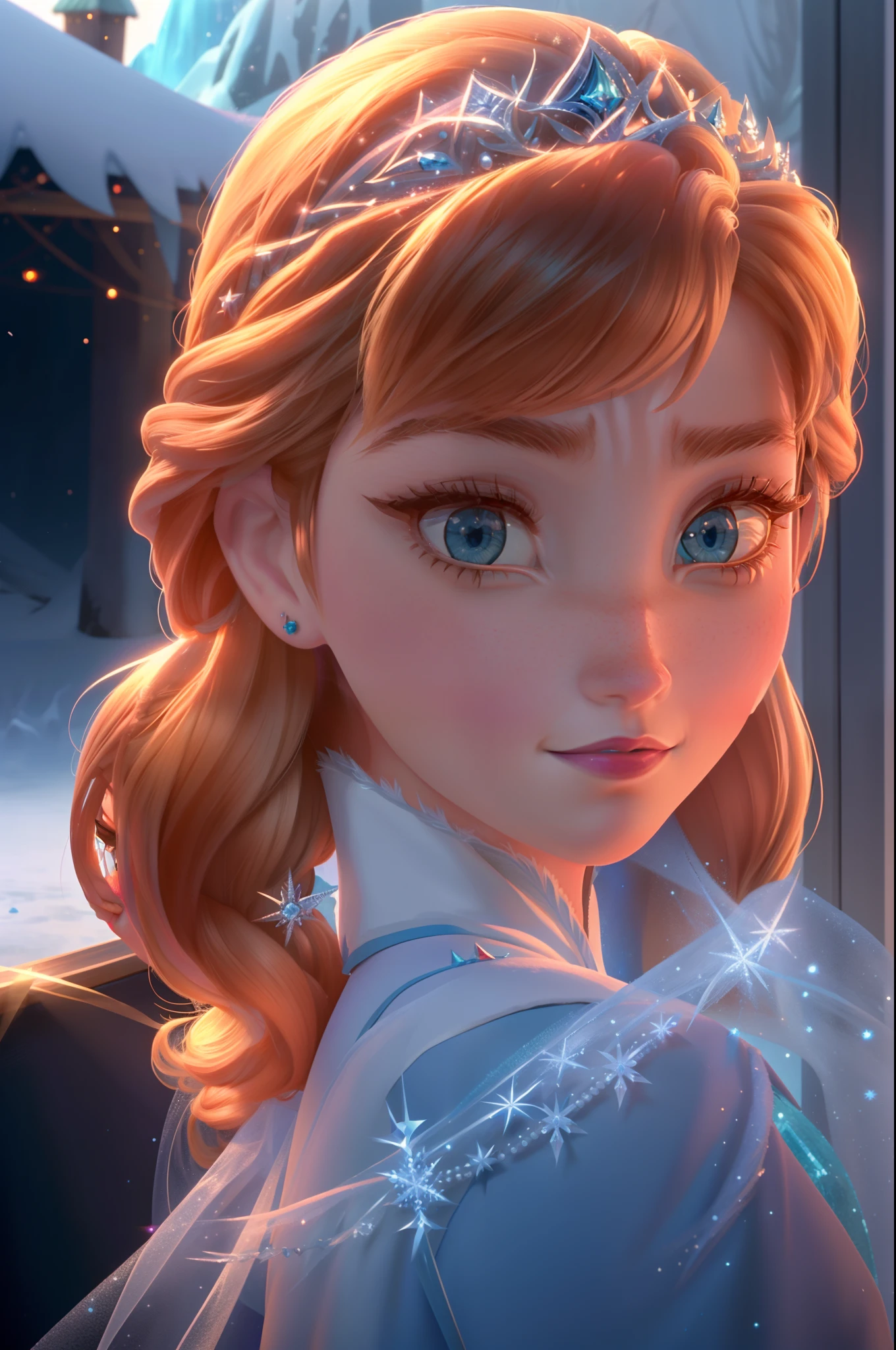 There is a young woman, Dressed in a frozen princess costume, Portrait of Elsa de Arendelle, Portrait of Elsa from Frozen, Elsa Pretty, Elsa, winter princess, Elsa, Frozen, Frozen Elsa, Realistic Disney Photos, Disney Photorealista, Emma Watson as Ice Queen, ice princess, Winter Queen, The film Klaus Congerard, Weta Disney Portrait, ice queen