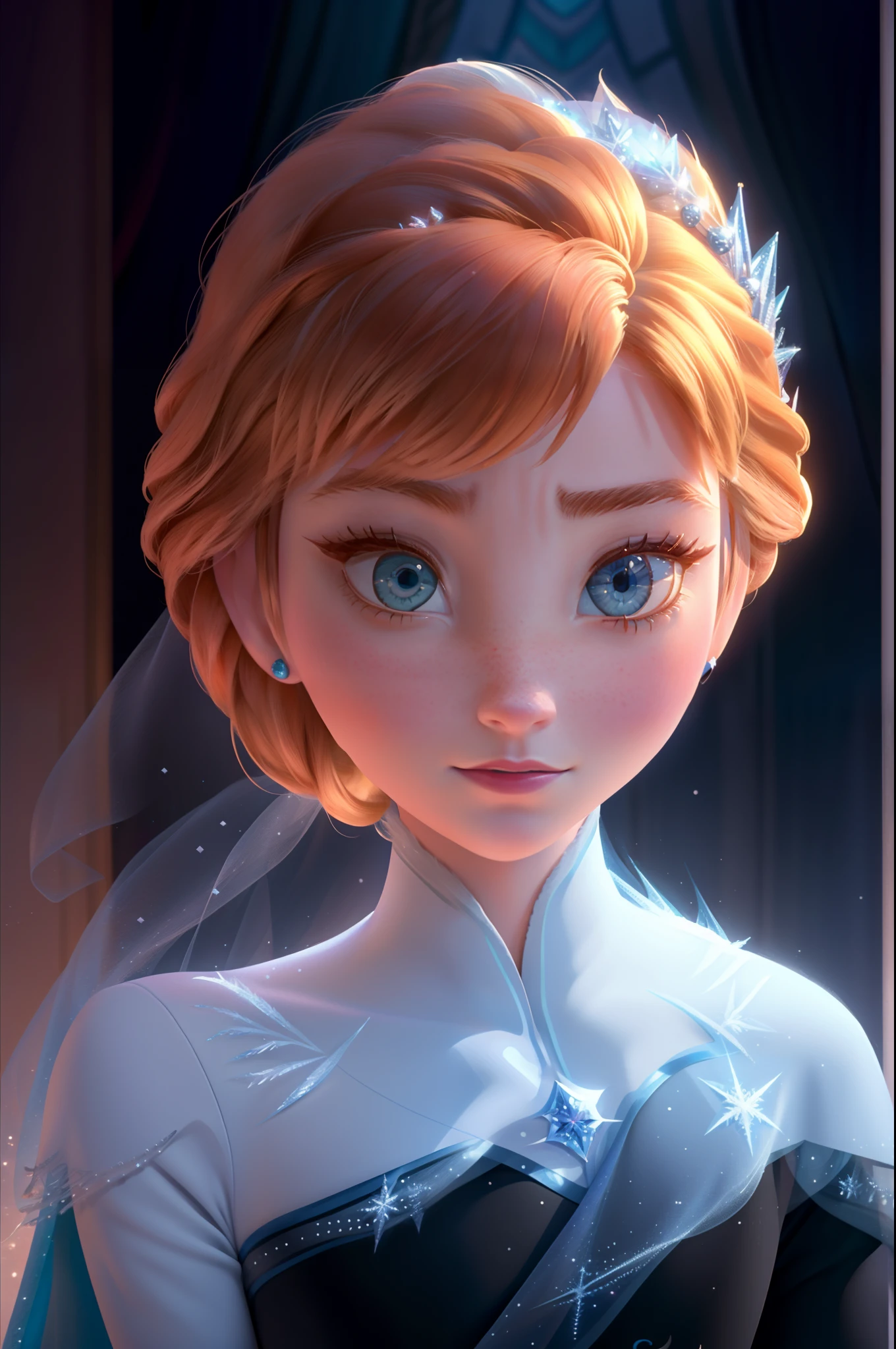 There is a young woman, Dressed in a frozen princess costume, Portrait of Elsa de Arendelle, Portrait of Elsa from Frozen, Elsa Pretty, Elsa, winter princess, Elsa, Frozen, Frozen Elsa, Realistic Disney Photos, Disney Photorealista, Emma Watson as Ice Queen, ice princess, Winter Queen, The film Klaus Congerard, Weta Disney Portrait, ice queen