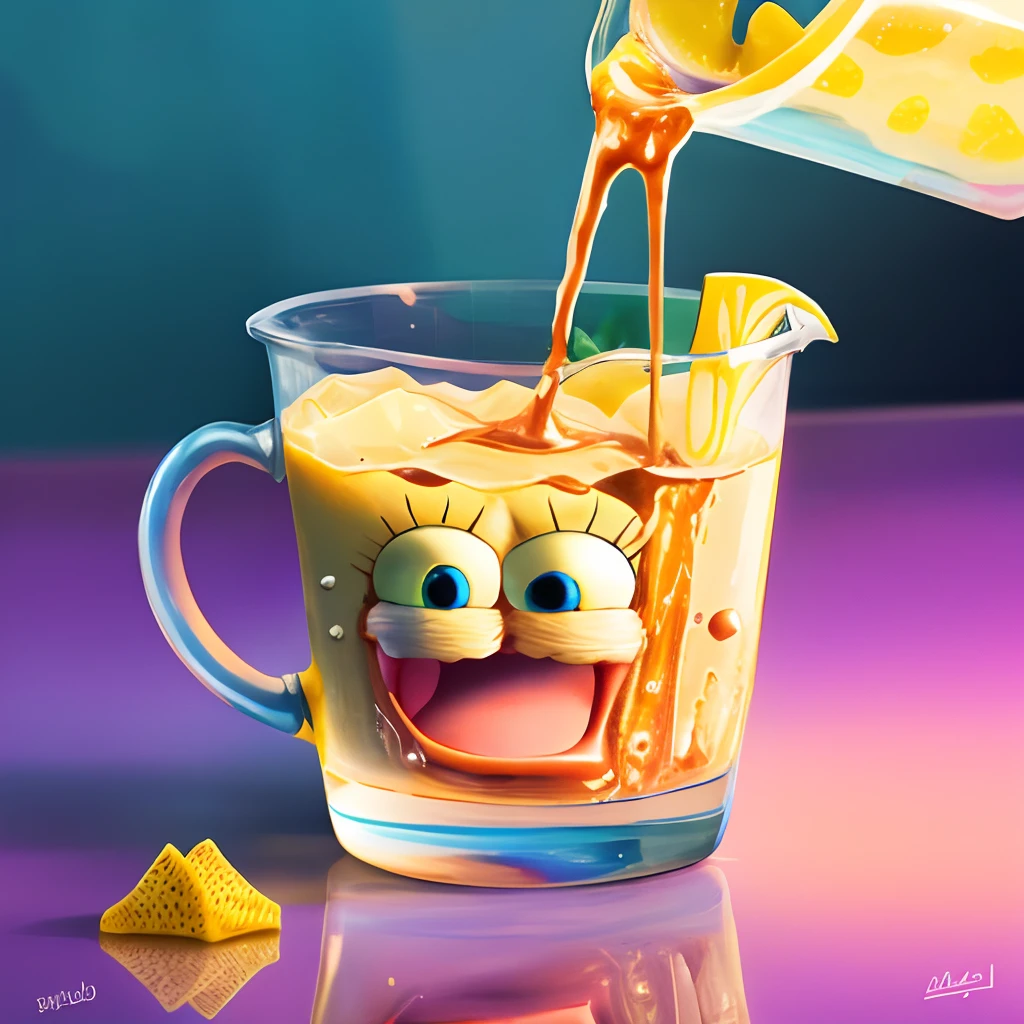 Spongebob with drip holding a cup of lean
