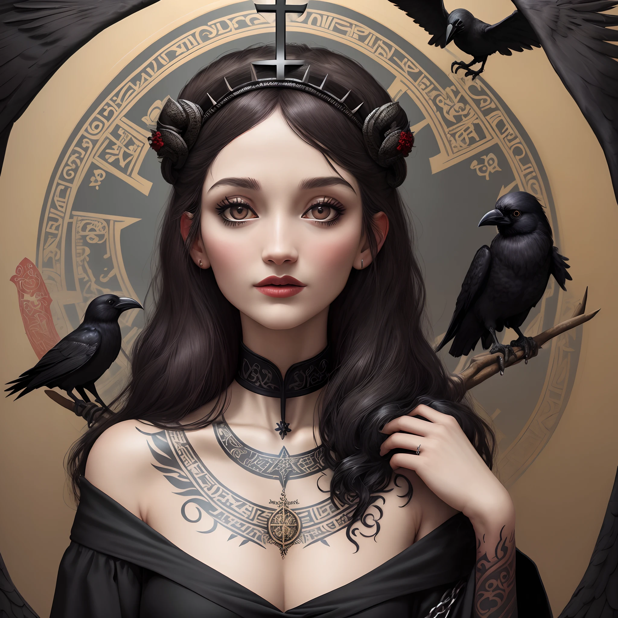 Tattoo , magic, crow , witchcraft.  Hecate , religious undertones