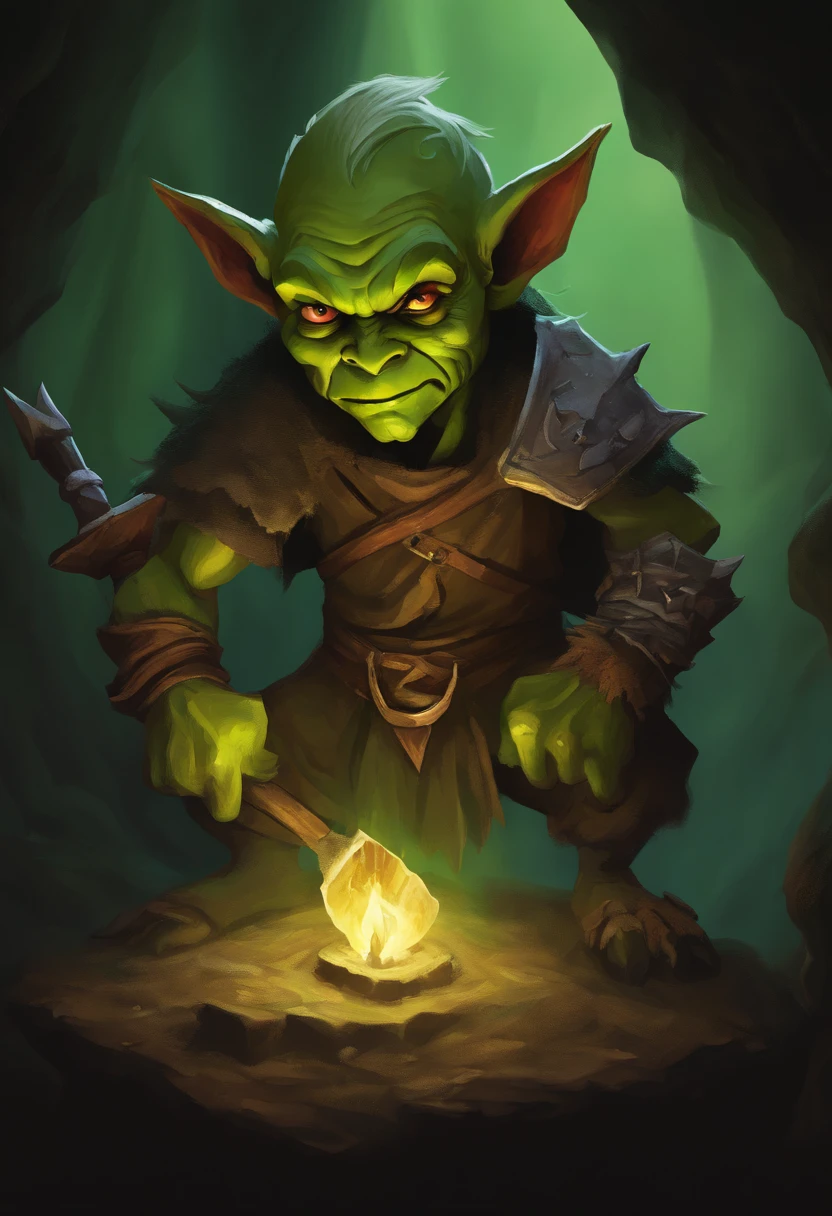 (dynamic pose:1.2),(dynamic camera),solo, close-up goblin character,(complex game screenshot background),shadows