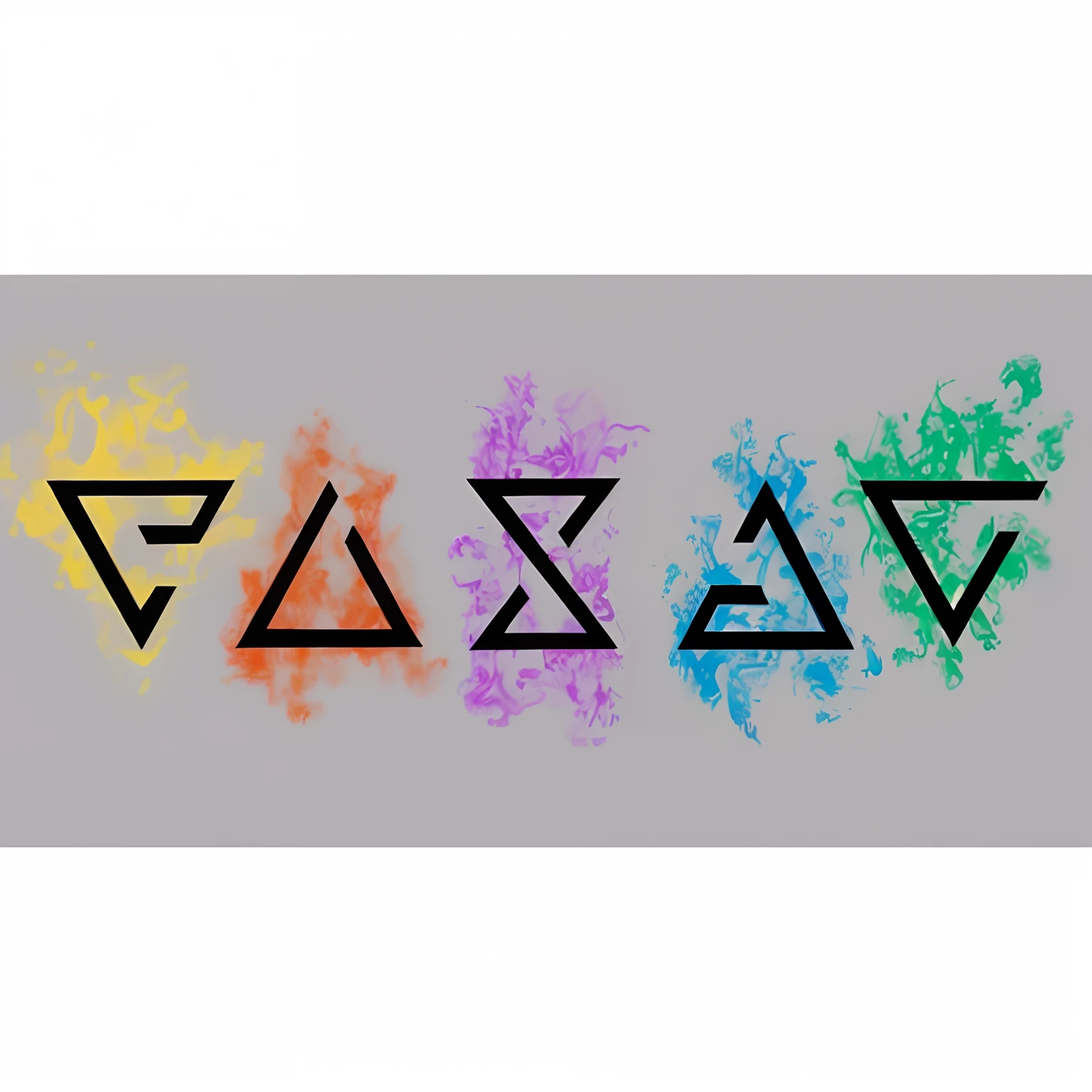 An image of the Vasa letters are painted in different colors, Sigilos flutuantes, Magical Sigils, Eastmancolor, Sigilos, Demonic sigils, esoteric equation heaven, symbol for the word ersatz, fantasy game spell symbol, Simbolismo abstrato, alchemical symbols, glowing magic sigils, Cores LSD desbotadas, arte do logotipo, inspirado em Keos Masons