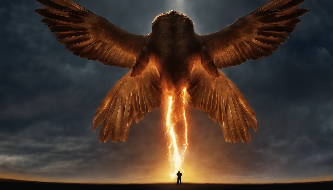 (Best Quality,high resolucion) Gval Ganga, Land of the Chaldees, By the river Gbal, the word of the LORD was the priest of the son of Bush, And especially unto Ezekiel, and the power of the Lord is upon me.
And I saw a storm and a great cloud coming from the north, and a fire flashed in it, and light shone on all sides, and in the midst of the fire appeared something like sweet iron.
And in them appeared the images of four living creatures, and this is their likeness: and they had the image of men.
Each of them has four faces, and four wings,
Their legs are straight legs, and the soles of their feet are like the soles of calves, and shine like polished copper.
And under the four wings was the hand of a man: and these were the faces and wings of the four living creatures.
And the wings were all soft to one another, and when they went, they did not turn back, but went straight forward in unison.
And the shape of the faces is the face of a man in front of four, and the face of a lion on the right side of four, and the face of an ox on the left of four, and the face of an eagle behind four.
And so was his face, and his wings were stretched out, and two were soft to one another, and two covered themselves.
And when the spirit goes in any direction, the creatures also go with it, but do not turn back, but walk straight forward in unison.
And the shape of the living creatures is like the shape of a burning coals and a torch, and the fire rises and falls among the living creatures, and the fire is radiant, and lightning comes forth in the midst of it.
And the creatures came and went like lightning bolts.
And I looked at the creatures, and there was a wheel on the ground beside them, one after the other, along their four faces.
The shape of the wheel and its structure look like jade, and the four have the same shape, and their shape and structure are like a wheel within a wheel.
And when they go, they go in all directions, without turning back.
Its circumference is high and terrifying, and its circumference is full of snow as it turns,
And when the creatures go, the wheels go beside them, and when the creatures are lifted up from the ground, the wheels are lifted up.
For when the spirit goes in any direction, the living creatures go to the place where the spirit is going, and the wheels are lifted up beside him, for the spirit of the living creature is in the midst of the wheels.
And when they go, they go, and when they stand, they stand, and when they are lifted up from the earth, they are heard by them, for the spirit of the living creature is in the midst of their wheels.
Above the heads of the creatures is the image of the crystal firmament, which is terrifying to behold, and stretches out over their heads,
And beneath the firmament the wings of living creatures stretched out toward one another, and this one covered himself with two wings, and that creature covered himself with two wings.
And when the creatures were going, I heard the sound of their wings, and it was like the sound of many waters, and like the voice of the Almighty, and like the voice of the chatter, even the voice of an army: and when the creature stood up, he lowered his wings.
And a voice came from above the firmament which was above his head, and when the creature stood he lowered his wings.
And there was an image of a throne upon the firmament which was above his head, and the shape of it was like a precious stone, and on the image of the throne was an image, like the shape of a man.
And I saw that the shape above his waist was like sweet iron, and the inside and around him were like fire, and I saw that the shape below his waist was like fire, and it was shining in all directions.
And the shape of the splendor on all sides is like a rainbow in the clouds on a rainy day, which is the likeness of the image of the glory of the Lord: and I saw and fell down, and heard the voice of him that speaks. Manifestation of God(Nonsense),The Image of God, Visions of God, Divinity of Heaven, Historically accurate background, Exquisitely detailed illustrations and intricate elements, Realistic portrait style, Subtle color palette, vibrant background, natural textures, Deep Shadows, Delicate highlights, Attention to historical accuracy and intricate details, Emotional depth and intensity, Realistic depictions, Thought-provoking, Spiritual atmosphere, A Sense of Ancient Wisdom, Profound impact