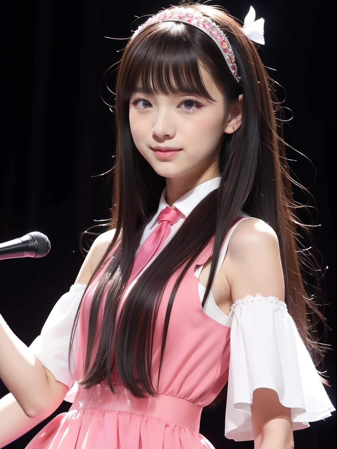 Beautuful Women、11 year old 、Half body shot、Idol stage costumes、perspiring、stage、lightly dressed