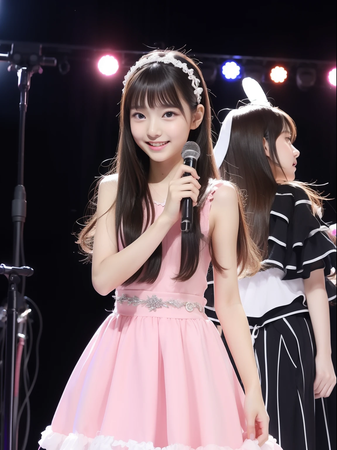 Beautuful Women、11 year old 、Half body shot、Idol stage costumes、perspiring、stage、lightly dressed