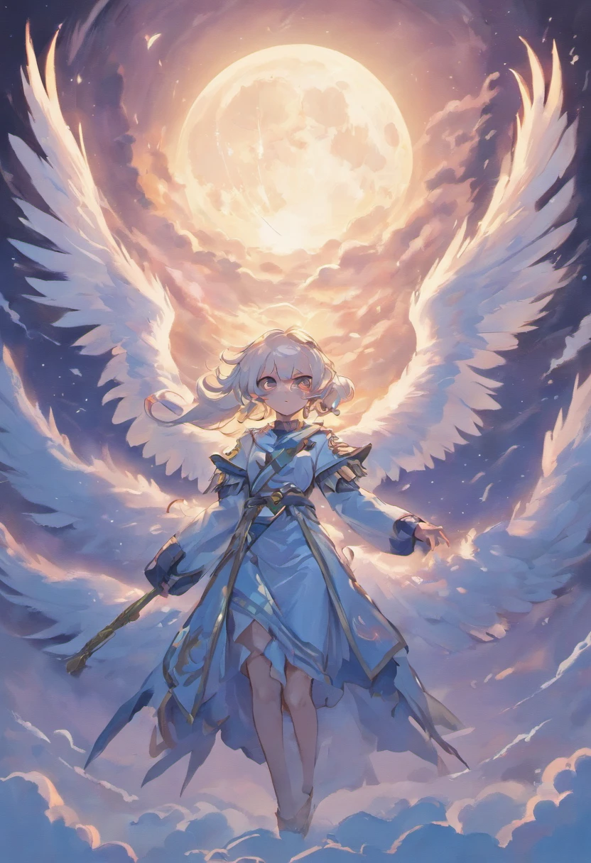 White Eagle,(Through the clouds),(Top of the mountains),(复杂),(super detailing),(hazed out,(Strong limbs),(Moon Night),(ultraclear),(best qualtiy),Shock force