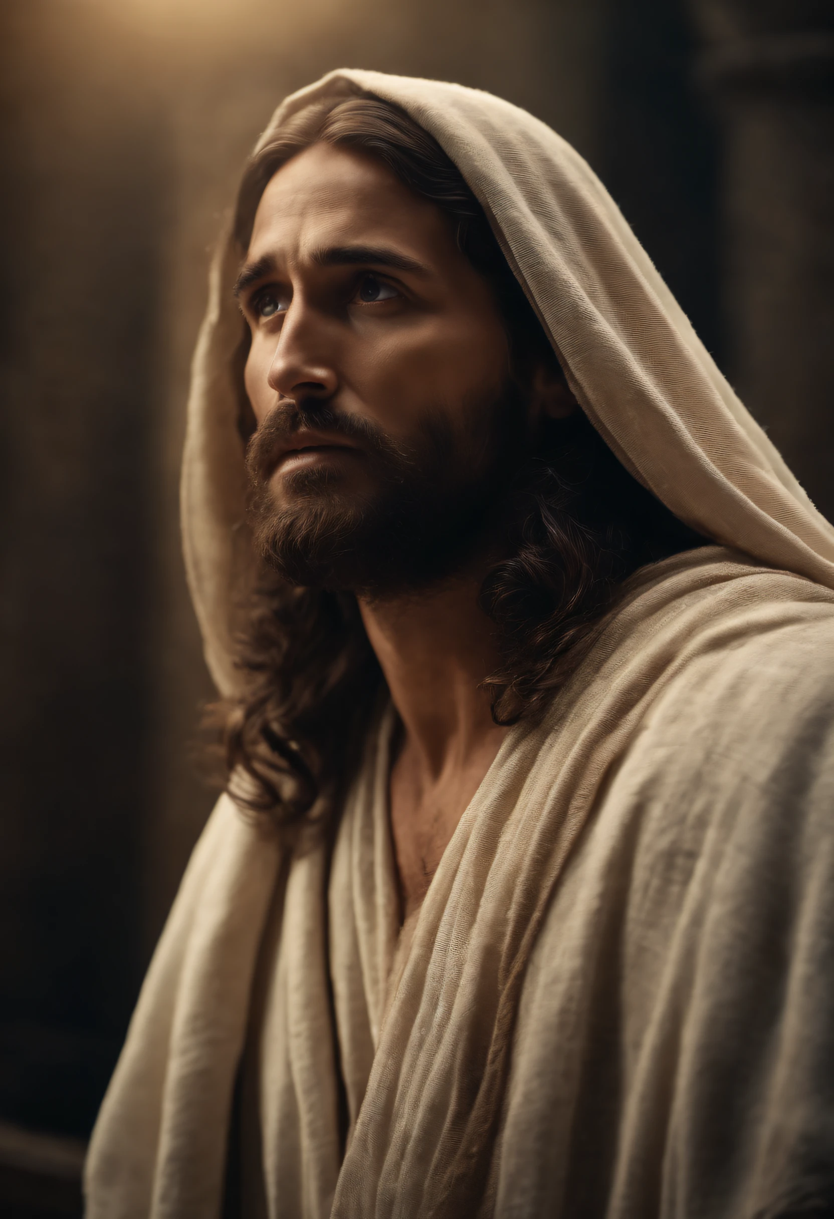 jesus cristo, Biblical Realist, cinemactic, 4k, espessão triste concerned