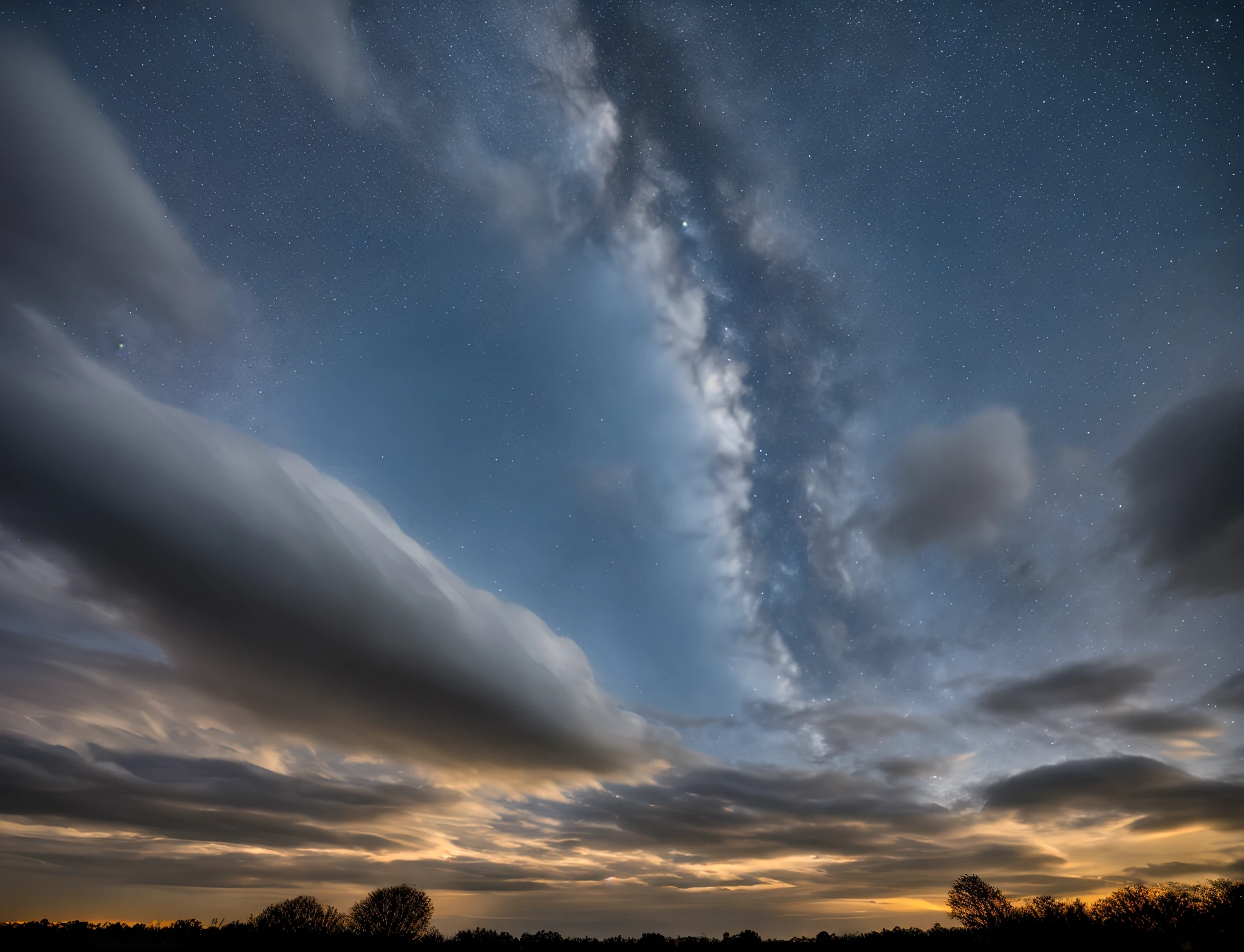 Apocalyptic night sky, presence of dark clouds