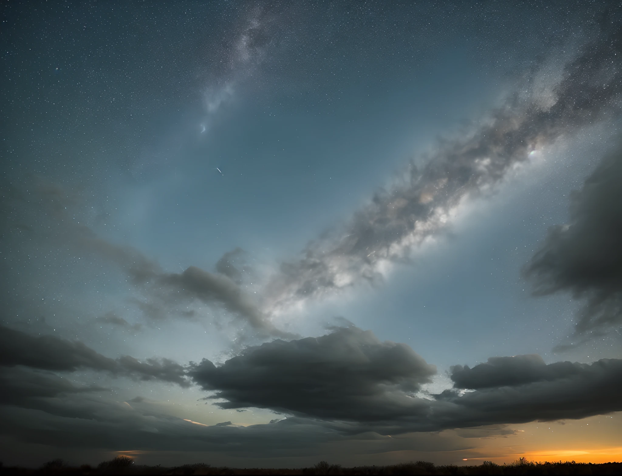Apocalyptic night sky, presence of dark clouds
