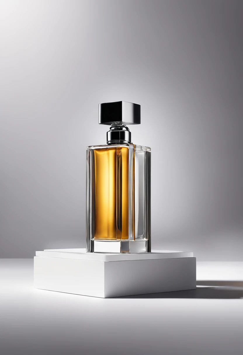 Perfume bottle product photography, James Turrell style, Premium perfume bottle, Rendered in Cinema4D, Minimalist product design, Unique art design, Product posters, concept-art, Elegant balance Products Haute Cuisine Luxury