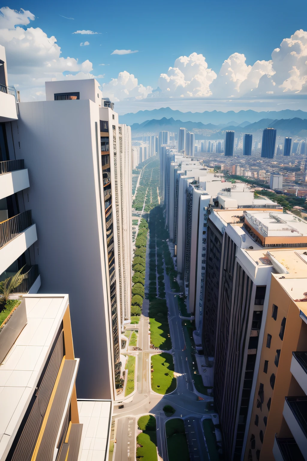 centro de uma grande cidade com muitos edificios residenciais