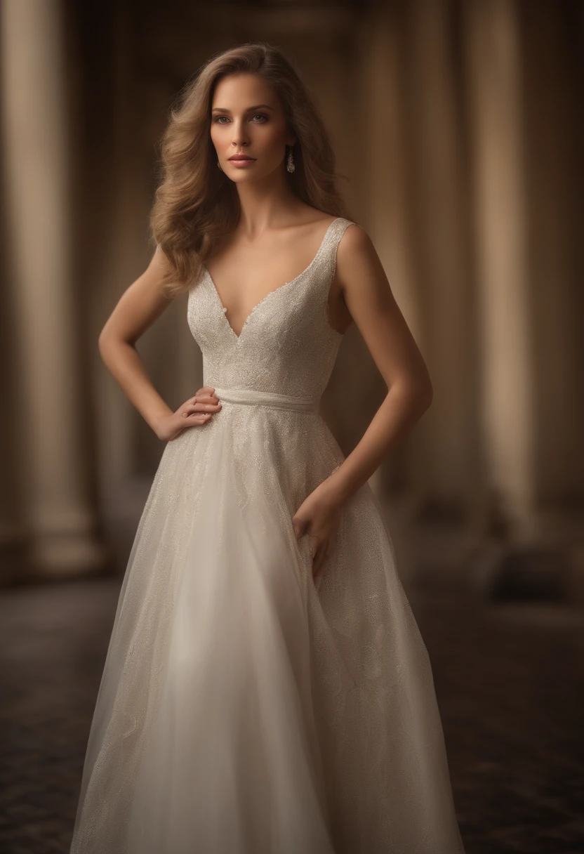 masutepiece, Best Quality, Photorealsitic, Ultra-detailed, finely detail, hight resolution, 8k wallpaper, RAW color photo, Professional, high level of detail, Beautiful blonde woman. foco nítido, awardwinning photo, (Emerald Green Dress), (cleavage of the breast), (Facing the front), (Look at viewers), Small light, Low contrast, Facial symmetry, depth of fields, Cinematic background, central image, Lights up softly, (finely detailed skin), pale skin, Realistic skin texture, Extreme skin details