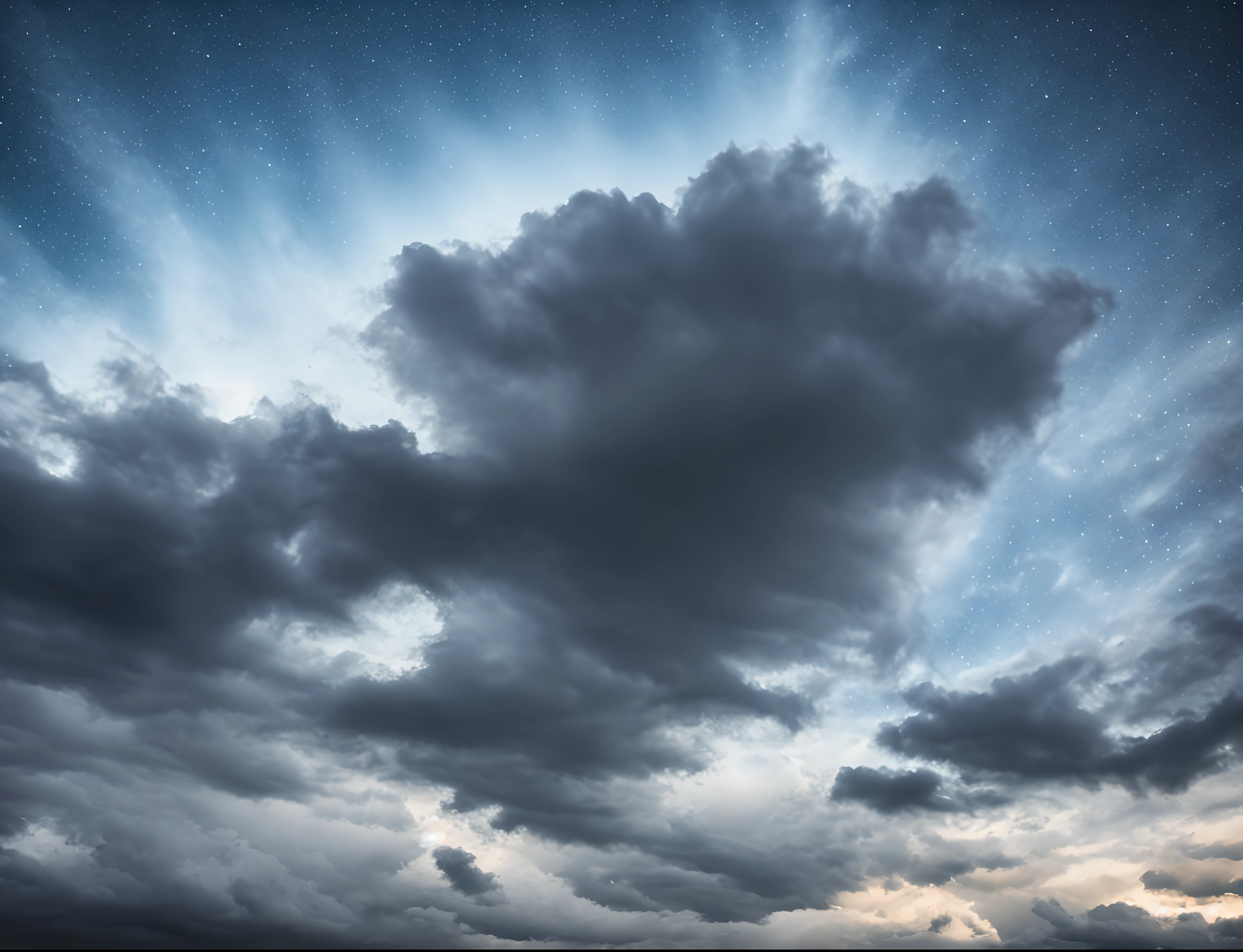 Apocalyptic night sky, presence of dark clouds