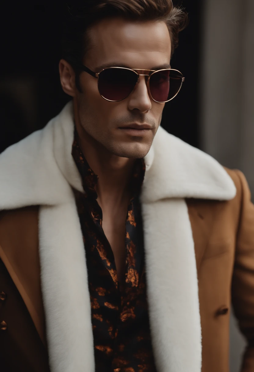 man in stylish clothes from Tom Ford brand, dark eyes