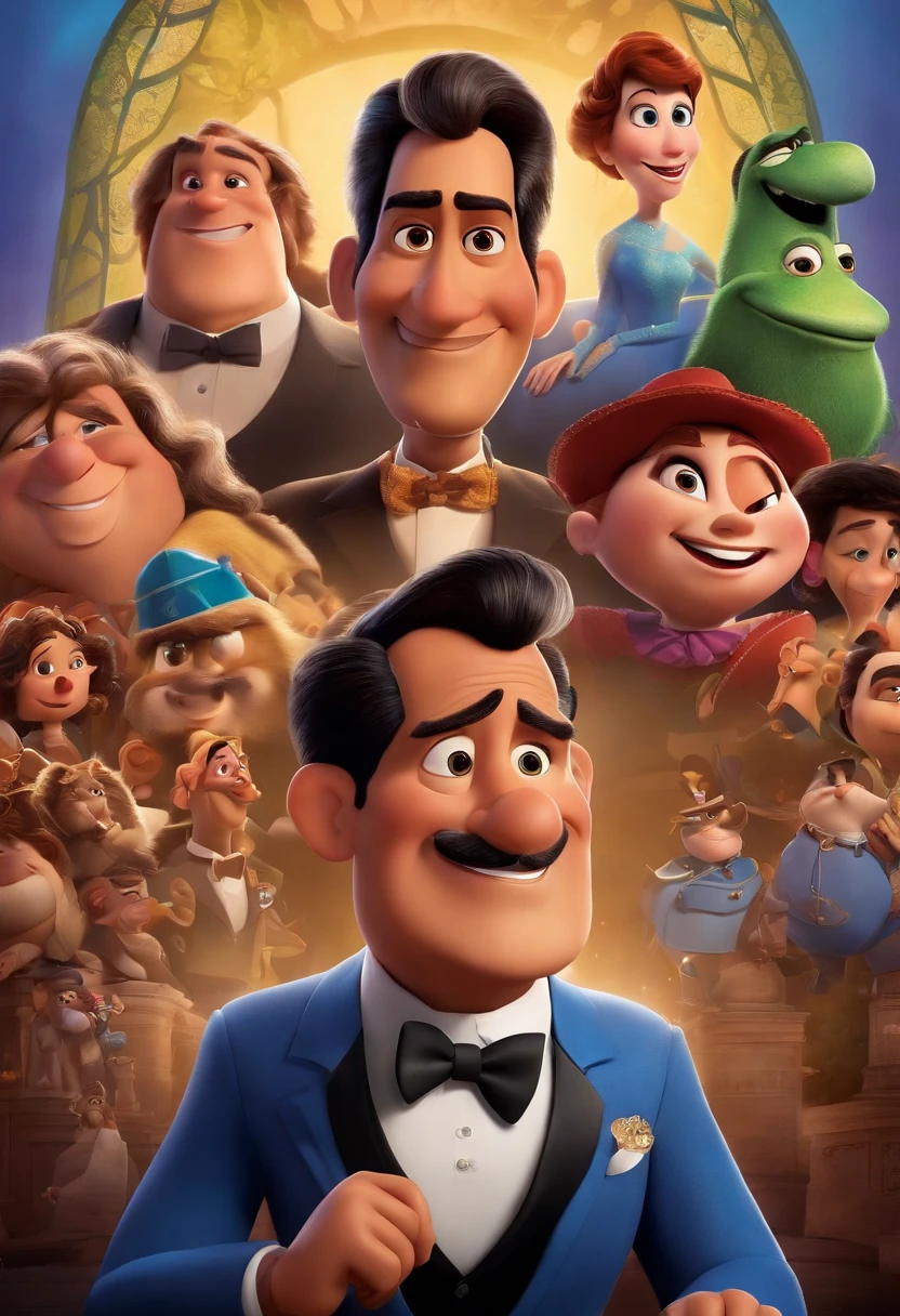 Disney Pixar Movie Poster of President Manuel Zelaya as the main character and have other characters and have the title of the movie is Manuel Zelaya