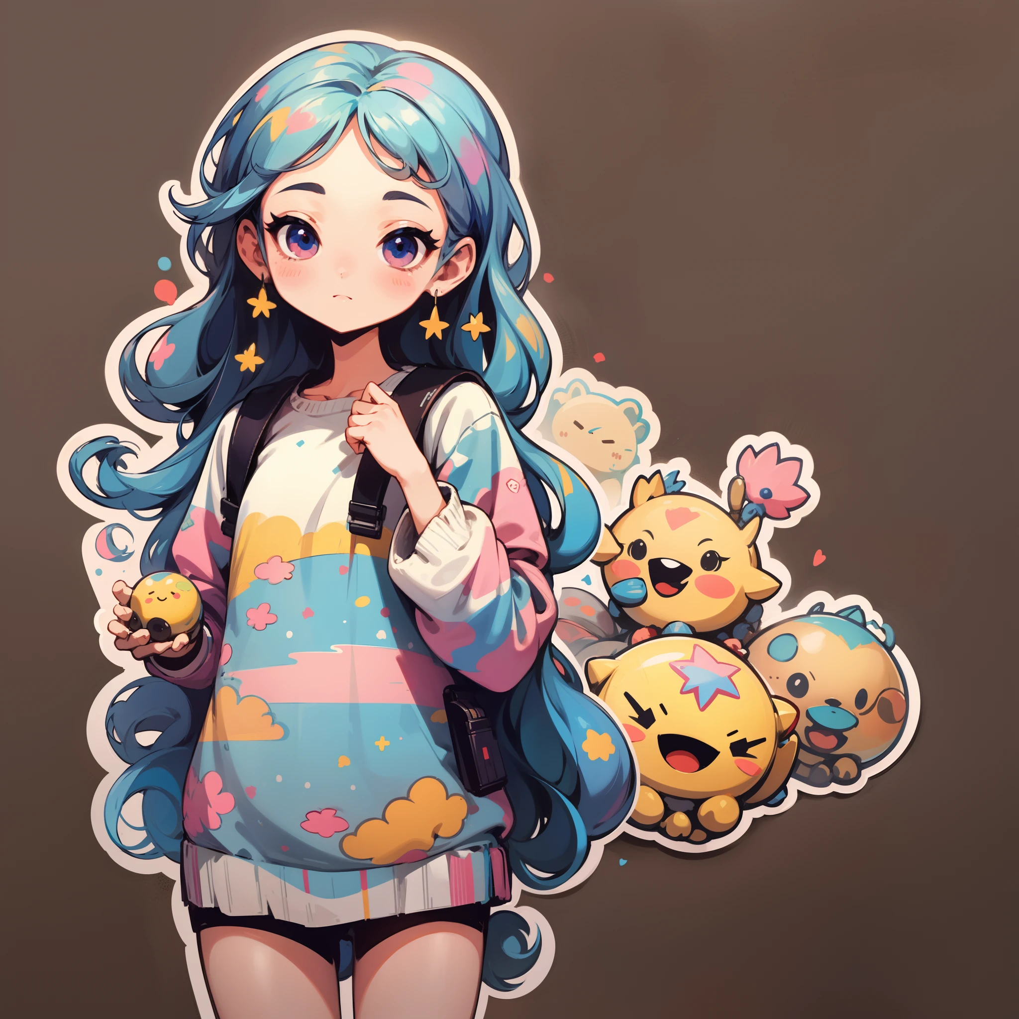 sticker,1Girl, Simple background,
