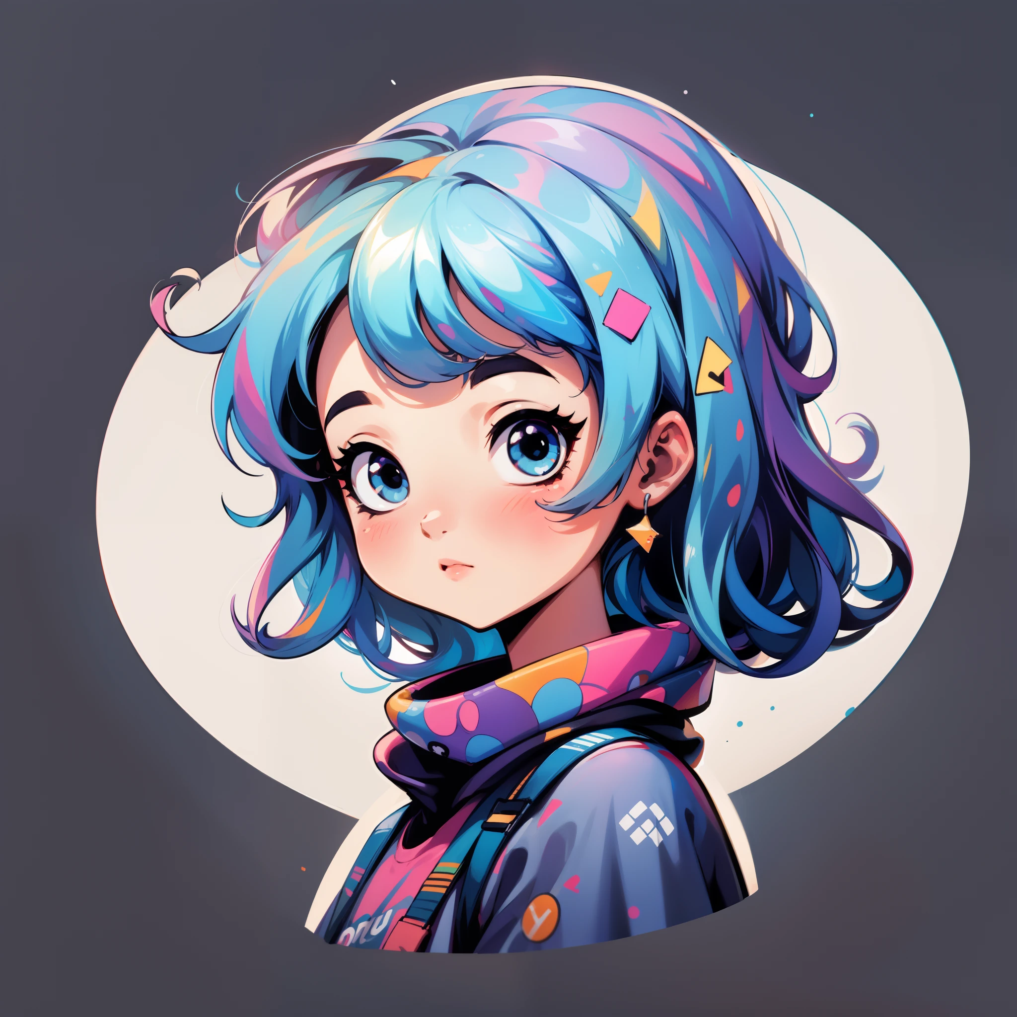 sticker,1Girl, Simple background,