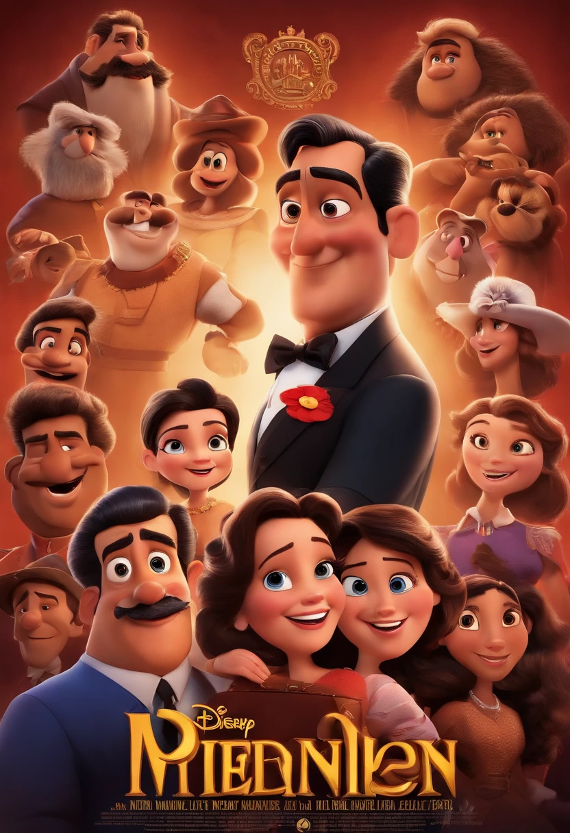 Disney Pixar Movie Poster style of President Manuel Zelaya as the main character and have other characters and have the title text be Manuel Zelaya