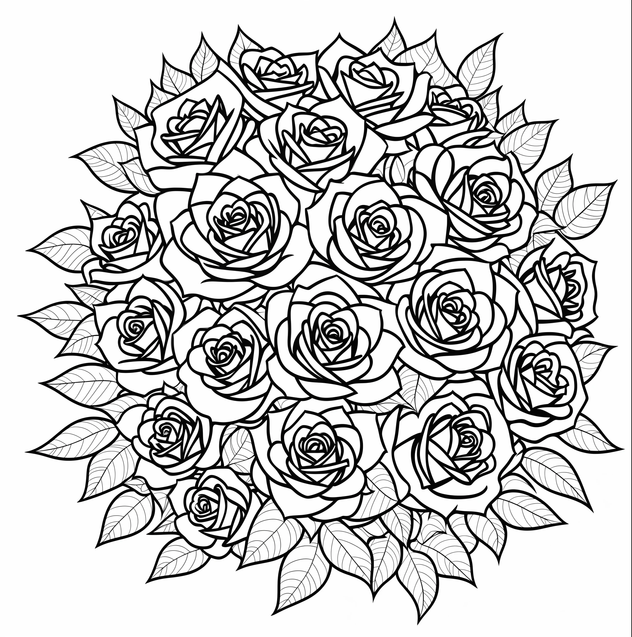 Rose coloring book pages style, cartoon style, vector illustration , white background, black and white outline
