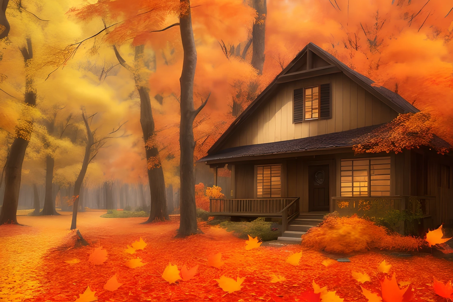 Colored leaves　16K　Detailed details　Photoreal