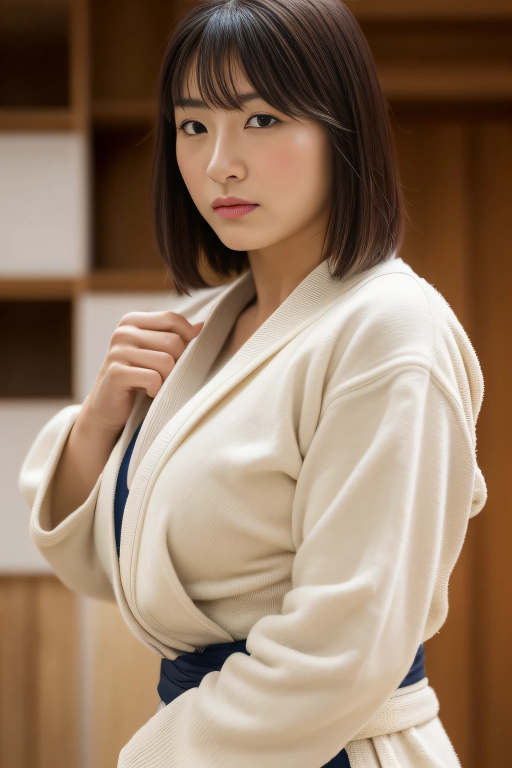 (8k, top quality, masterpiece: 1.2), (realistic, photorealistic: 1.37), super detailed, girl single, cute, solo, beautiful detailed sky, night, sitting, date, (blush), (smile: 1.15), (closed mouth), finely beautiful eyes, night, wet, (short hair: 1.2), floating hair NovaFrogStyle, topless, (8k, top quality, masterpiece: 1.2) , (Realistic, Photorealistic: 1.37), Ultra Detailed, Top Quality, Realistic, Very Detailed, Very Delicate and Beautiful, RAW Photo, (((Professional Lighting)), Face Lighting, Depth of Field, Single Focus, Full Body, 20 Years Old, Brown Hair, (Big Breasts), (T-shirt)), (Muscle)), ((Brown Eyes)), ((Judogi)), Small Head, ((Beautiful Eyes)), Real Face, Real Skin, Realistic face, realistic skin, detailed eyes, (Judo)), ((Brazilian Jiu-Jitsu)), (((Long sleeved doshi)), ((Dojo)), ((Wearing a jiu-jitsu robe)), (Fashionable hairstyle: 1.3), Viewer, (sweating)), 1 girl, (cute Japan woman photo)), cute, sports, (smile: 1.15), (closed mouth), fine and beautiful eyes, judoka, sweaty, healthy body, (shorthair: 1.2), floating hair NovaFrogStyle, tanned skin, trainee, athlete,