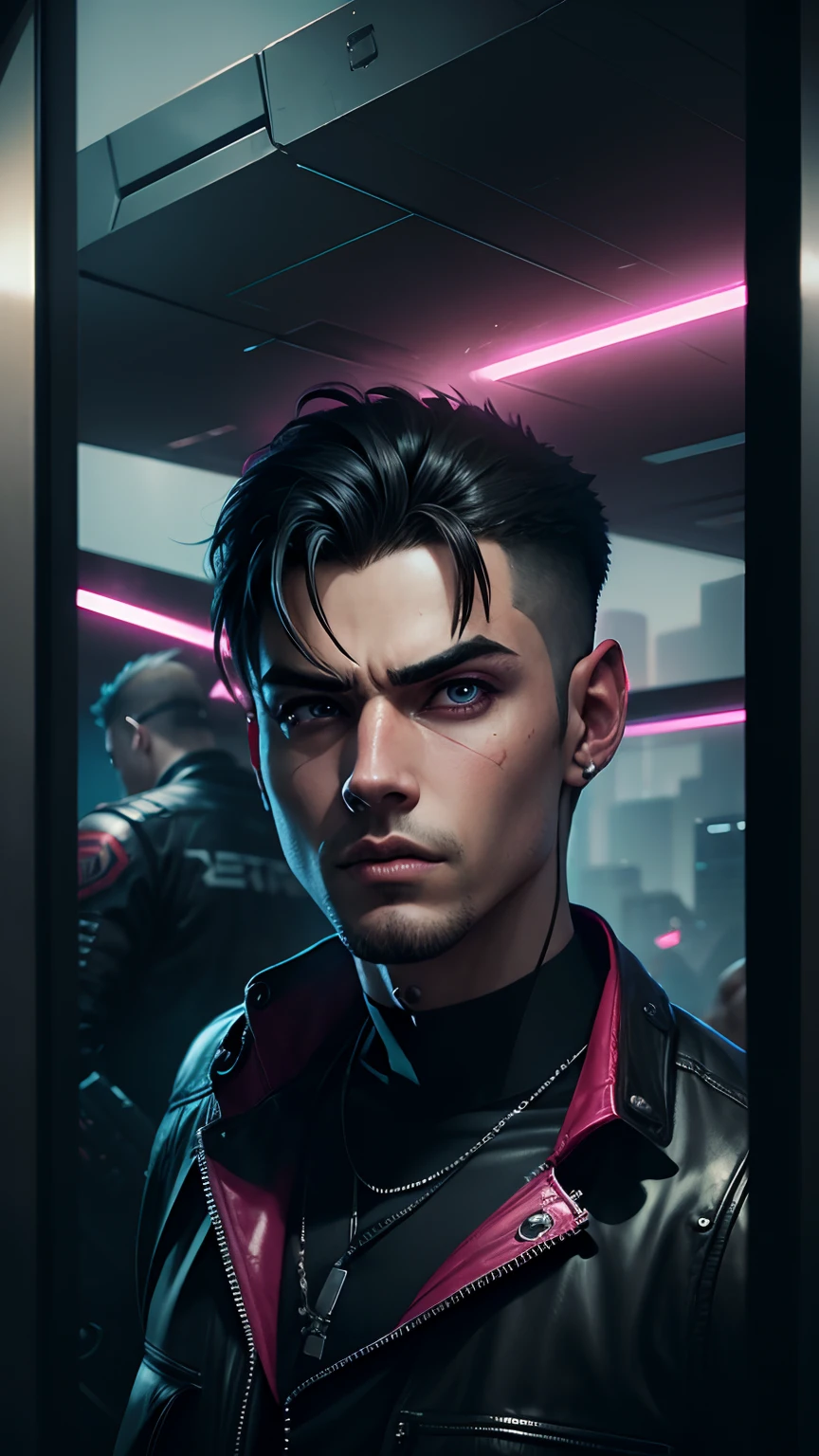 change background cyberpunk handsome boy, Action face, 8k, ultra Action