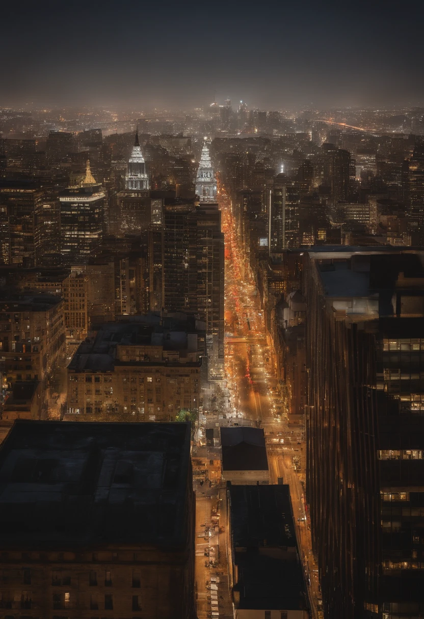 Night sky seen in a transparent square box、Surrounding buildings、(Ultra-realistic details)、high-level image quality、