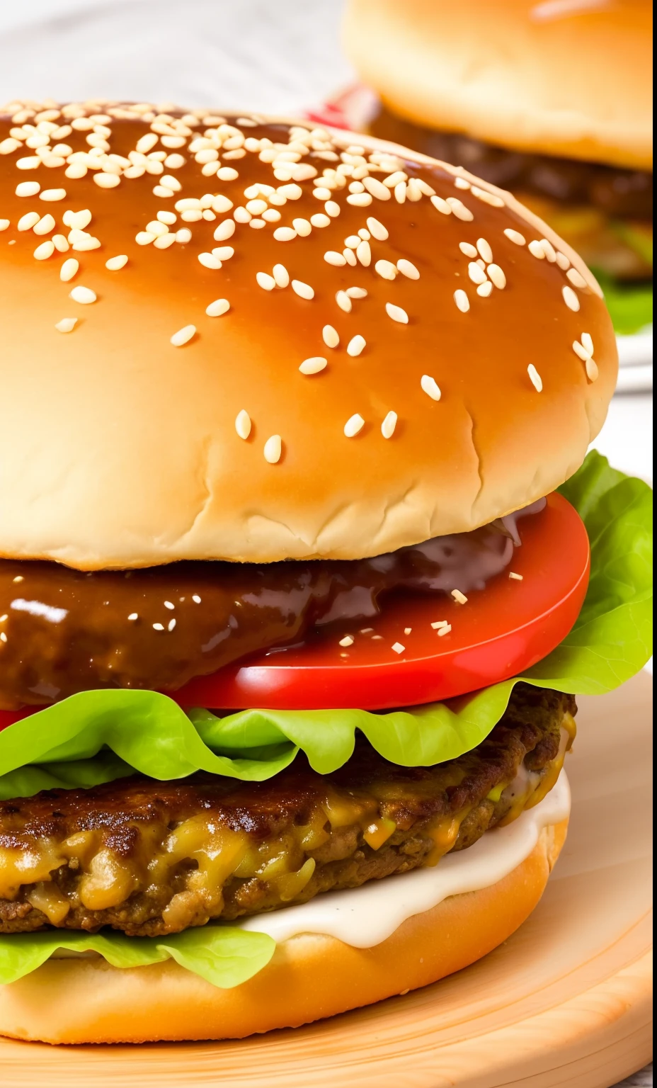 Two all beef patties, special sauce, lettuce, cheese, pickles, onions, on a sesame seed bun