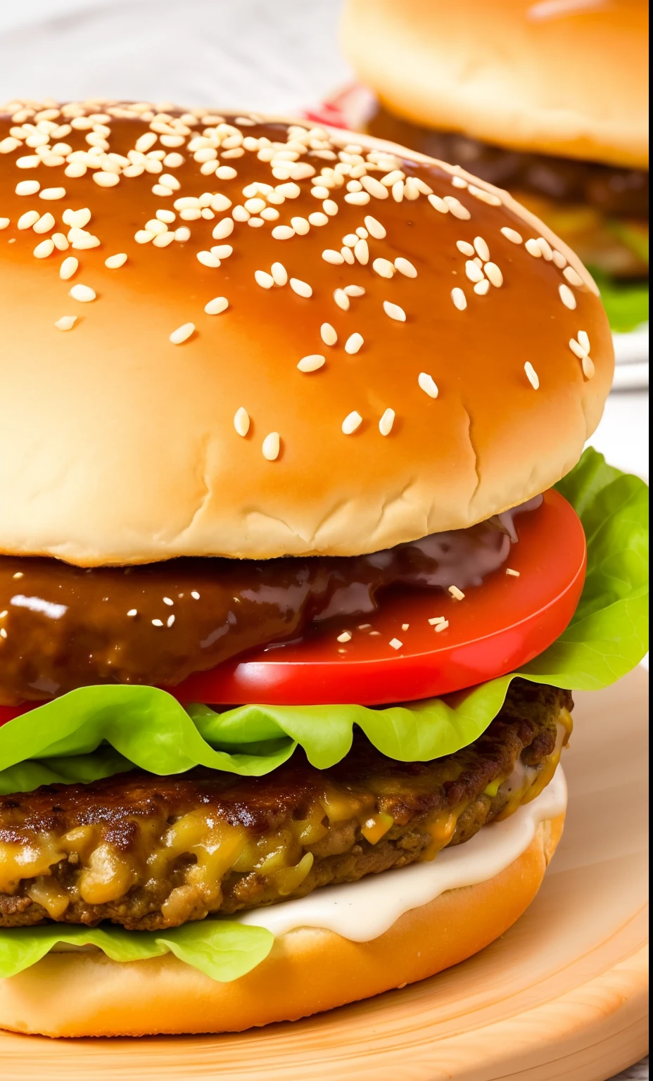 Two all beef patties, special sauce, lettuce, cheese, pickles, onions, on a sesame seed bun