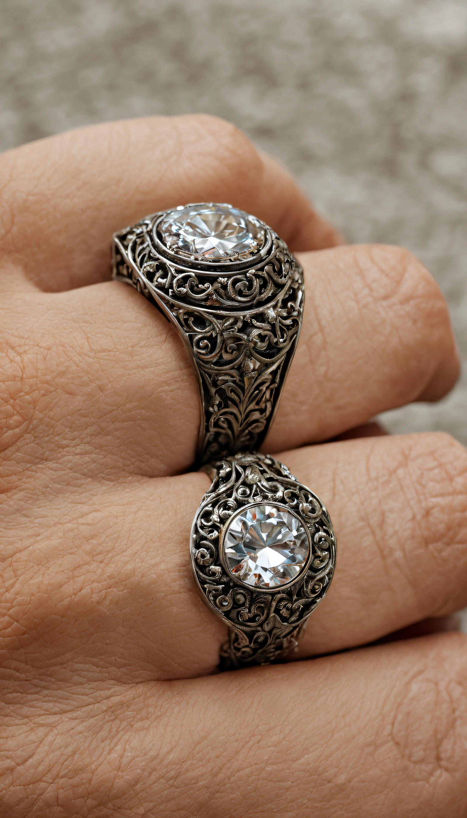 Metal ring, close up, intricate, masterpiece, best quality