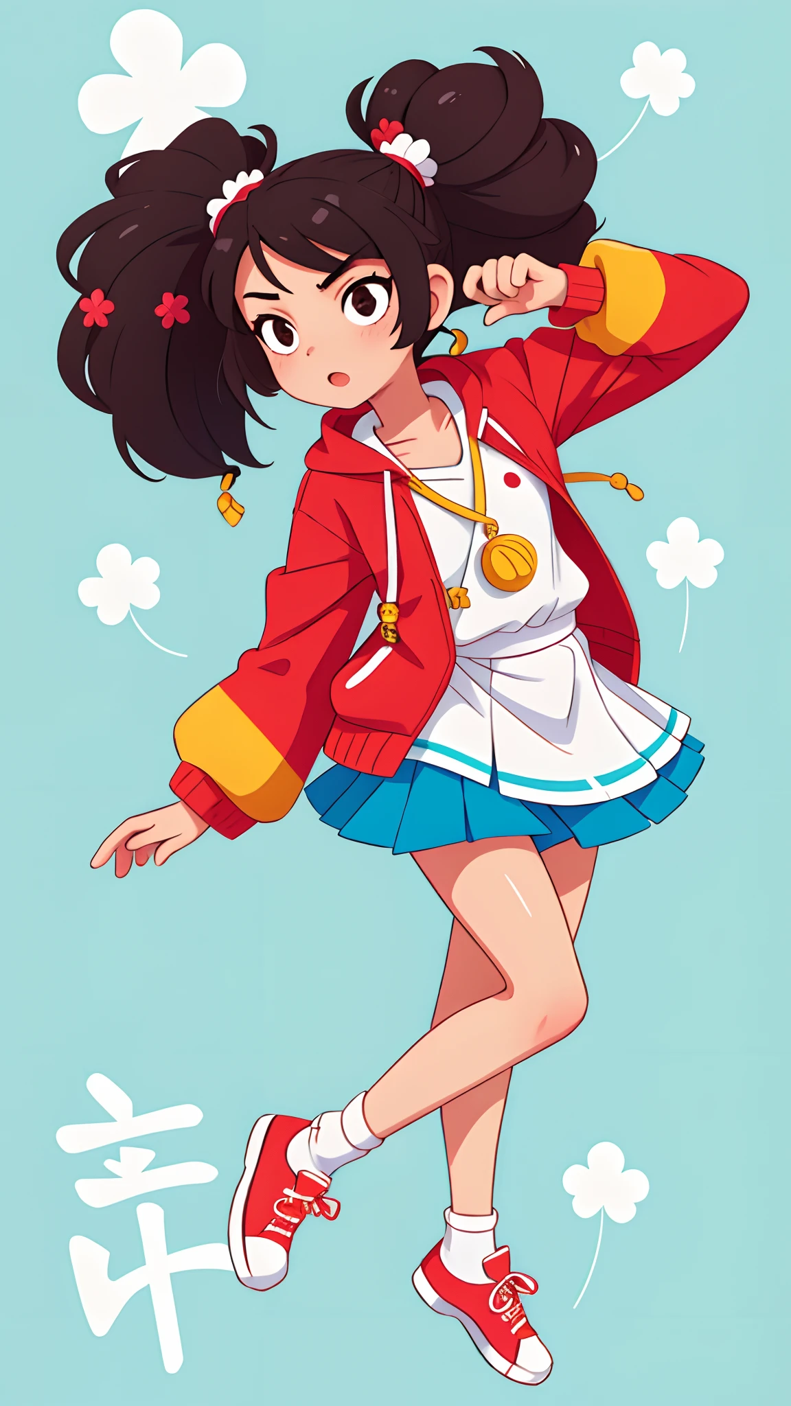 girl with、jumpping、full body Esbian、Distinctive ethnic hair ornaments、Characteristic ethnic shoes