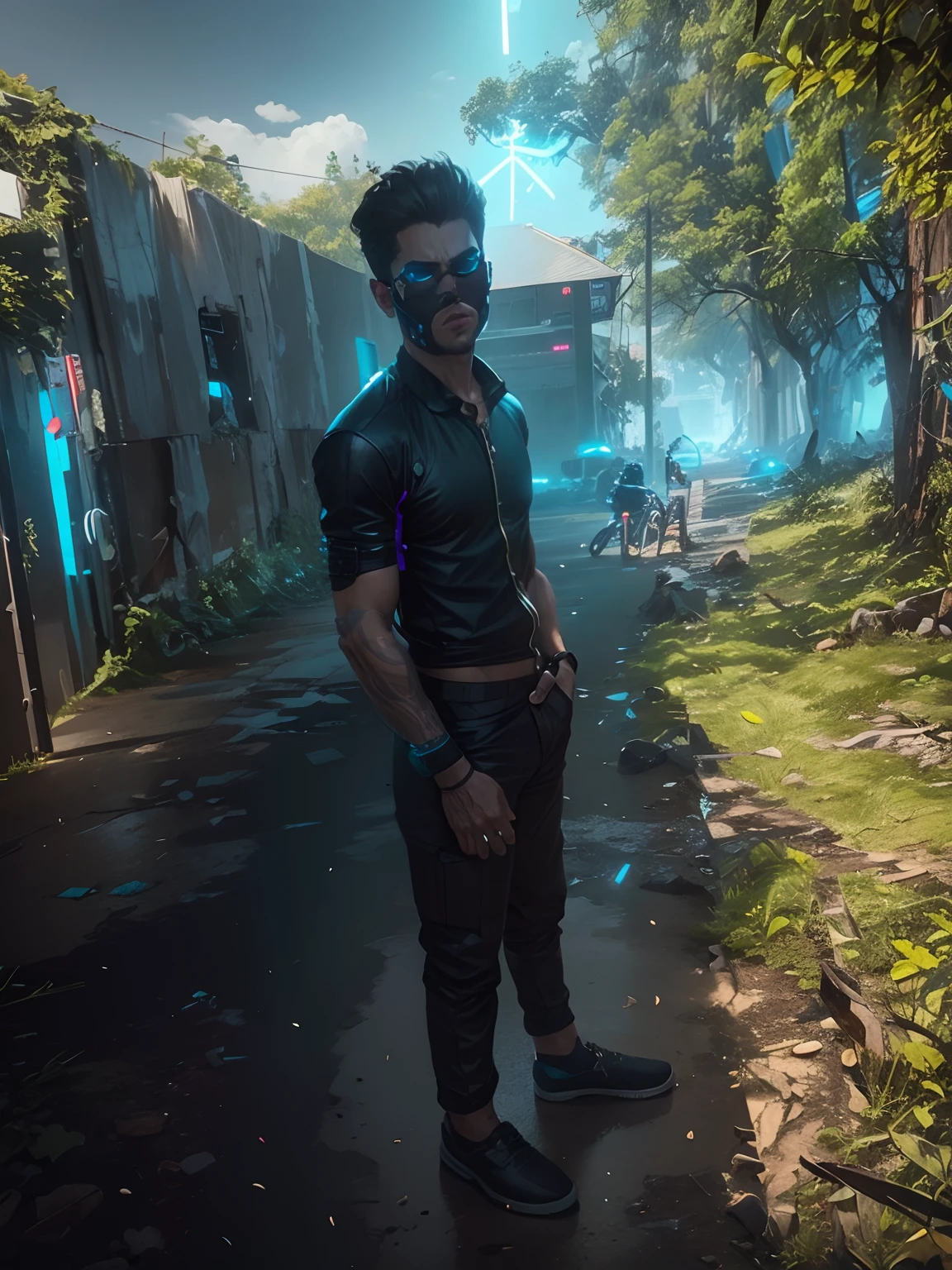 change background cyberpunk handsome boy, Action face, 8k, ultra Action
