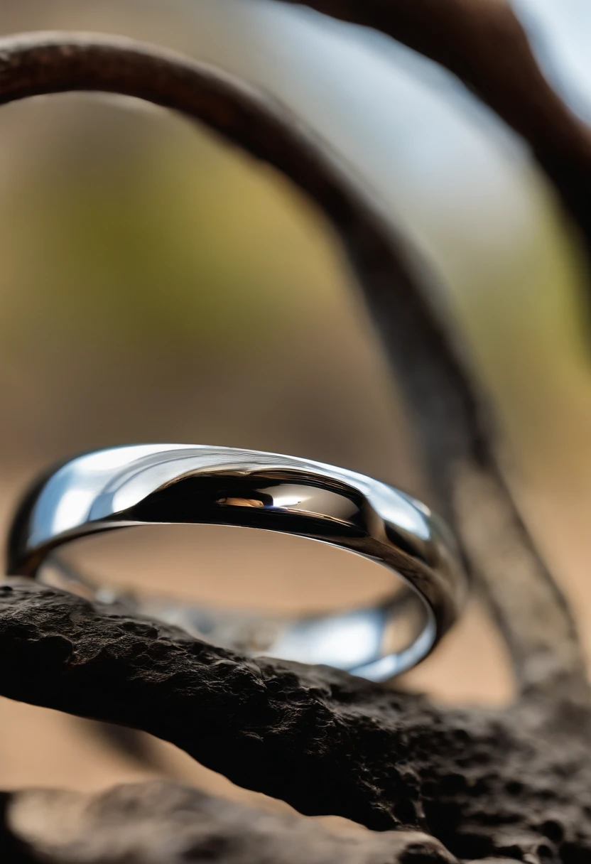Metallic ring），hyper photorealism，Alexander Calder（r，macro shot，Reflex lens，spotlight，lord of the ring，Reflection