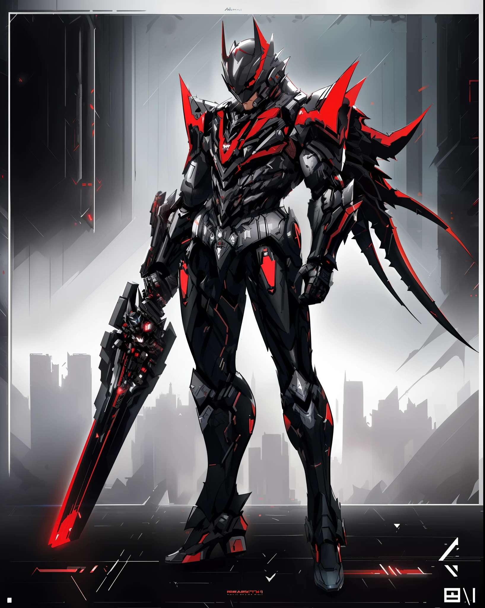 batman arkham knight in a futuristic suit with red lights, cyberpunk batman, batman mecha, batman beyond, in batman : arkham knight, black and red armor, amazing 8k character concept art, black and red reflected armor, high quality digital concept art, trending in cgsociety, batwoman, trending cgsociety, crow in cyber armour, 8k render”