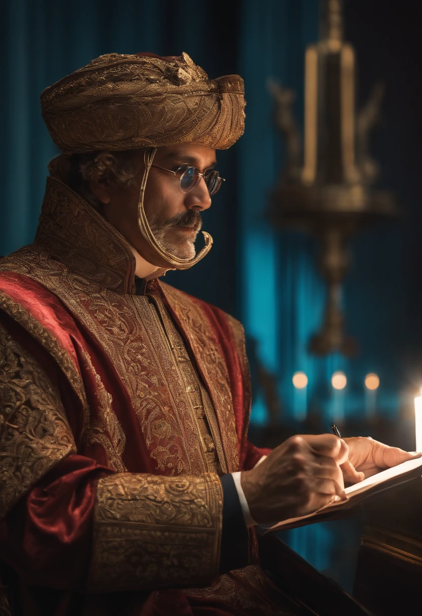 A man signing a document electronically. Imagen estilo futurista