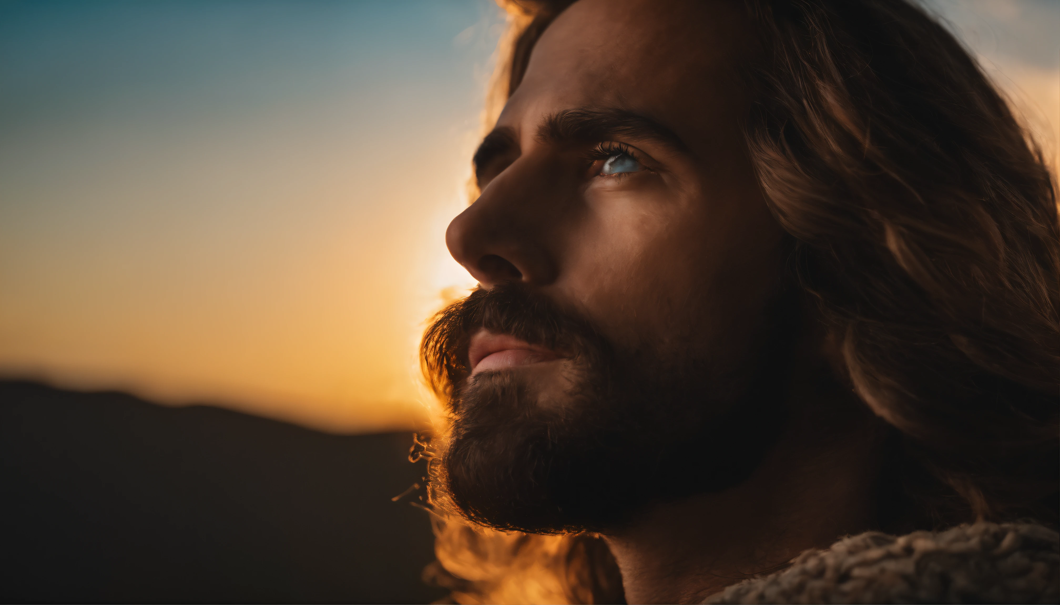 jesus by Harrington Mann, trending on pexels, happening, slight stubble, alan watts, asmongold, large highlights, shag cut, time shift, 1309988900, pentagon, vgbftk, skidding, trending on fiverr, complete disregard