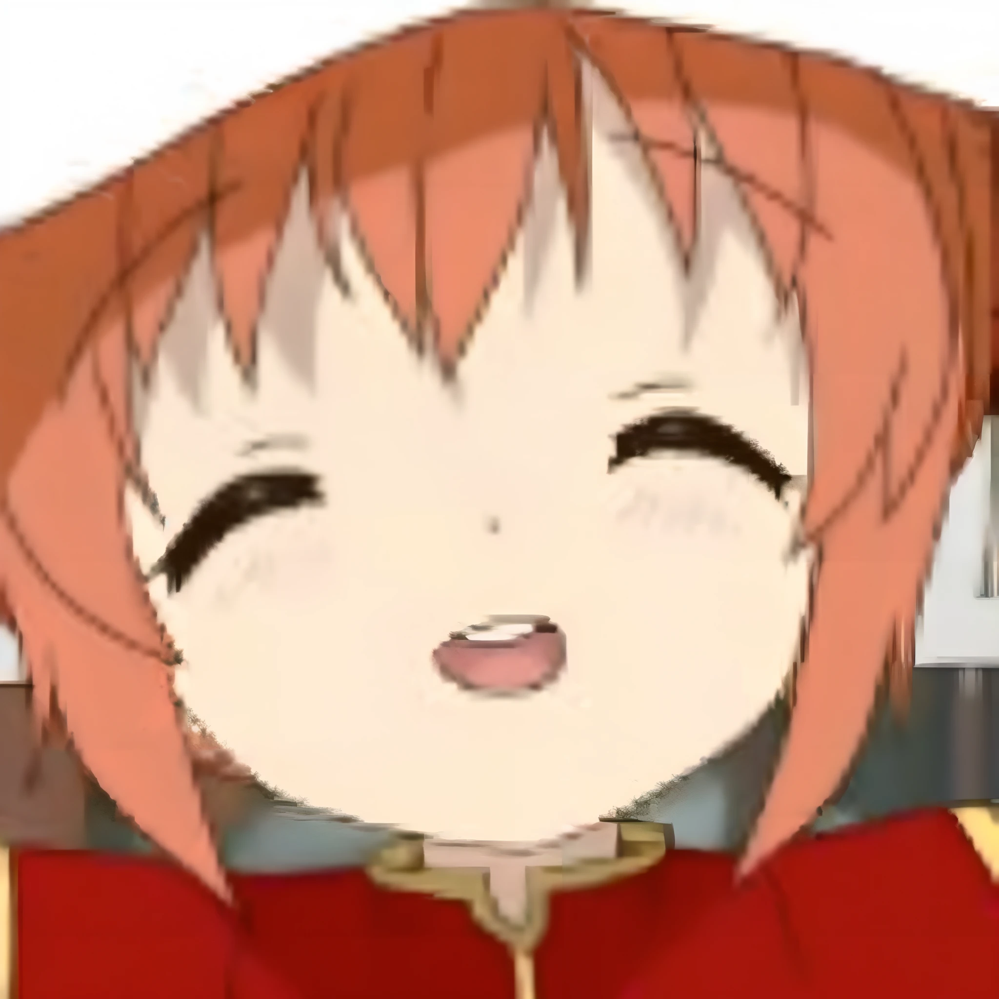 Squint and smile,Toothy smile,of cute girls,Yellow hair