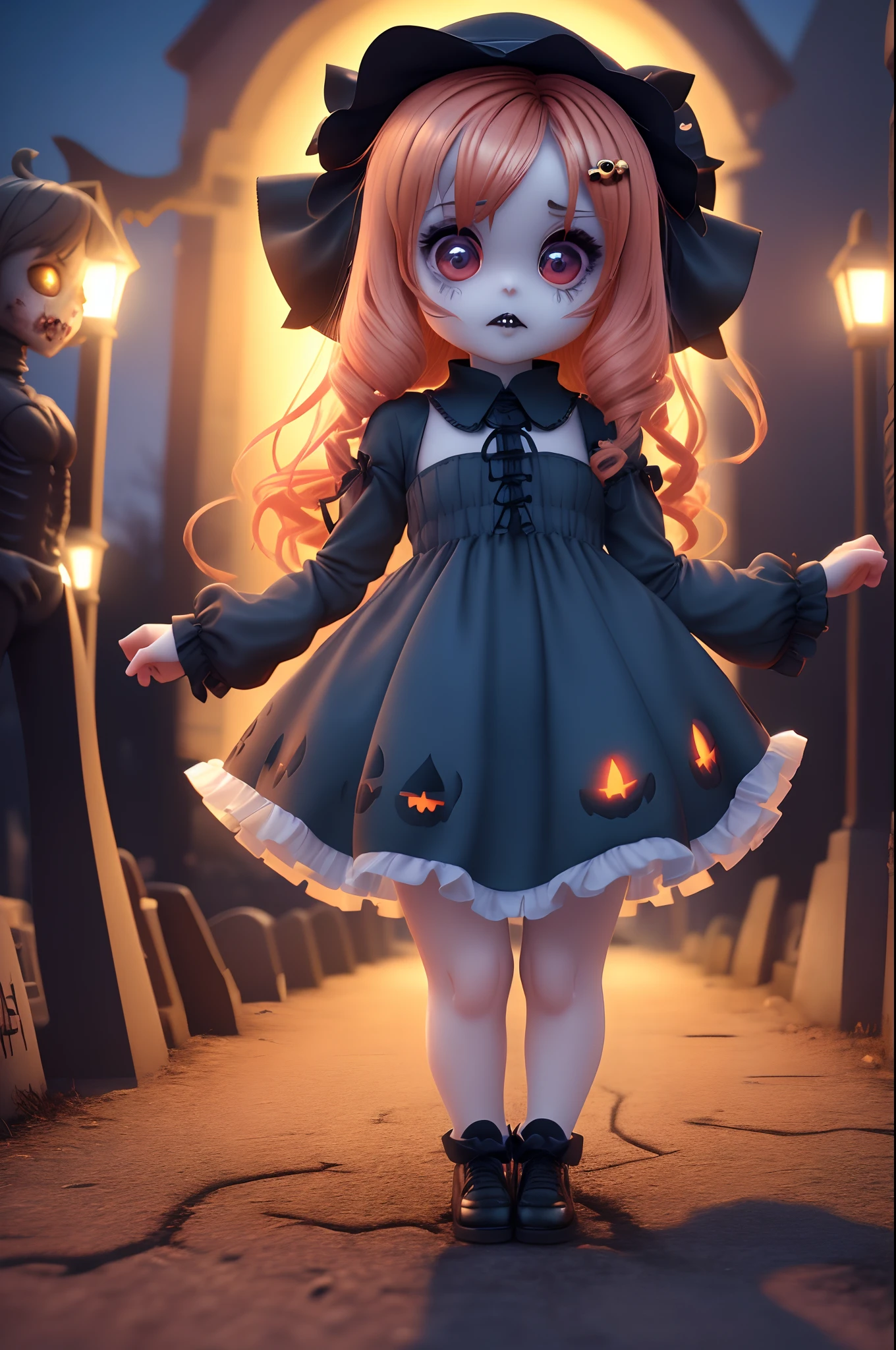 SeaArt Bot
Txt2Img
09:04:17
Cute Baby Chibi Anime,(((Chibi 3D))) (8k wallpapers with highly detailed CG units, masutepiece, Best Quality, Ultra-detailed), (The best lighting, Best Shadow), (Perfect and symmetrical surface (((Gothloli Zombies, ))), With eyes that reflect the beauty of the world), Attractive, floating, High resolution, Dynamic Angle, Dynamic Pose, Cemetery background at night, Spooky and eerie night.、hair bell(Chibi:1.5) Halloween Blue dress