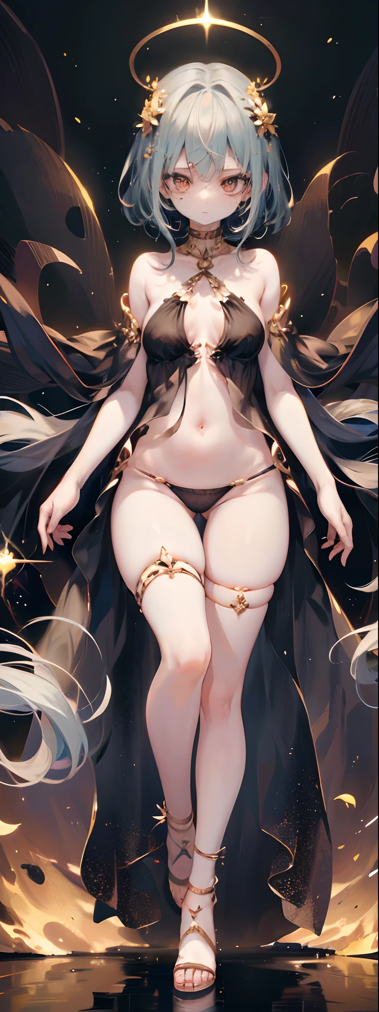 (Phlegm sputum, phlegm:1.2), Almighty Goddess,(s fractal art:1.1),(a color:1.1)(blossoms:1.3),Decorated in brilliant gold,silkouette,Bare shoulders,open waist,Open navel,Bare thighs,full bodyesbian,kosmos,galactic,Particle,black hole,transcendent being