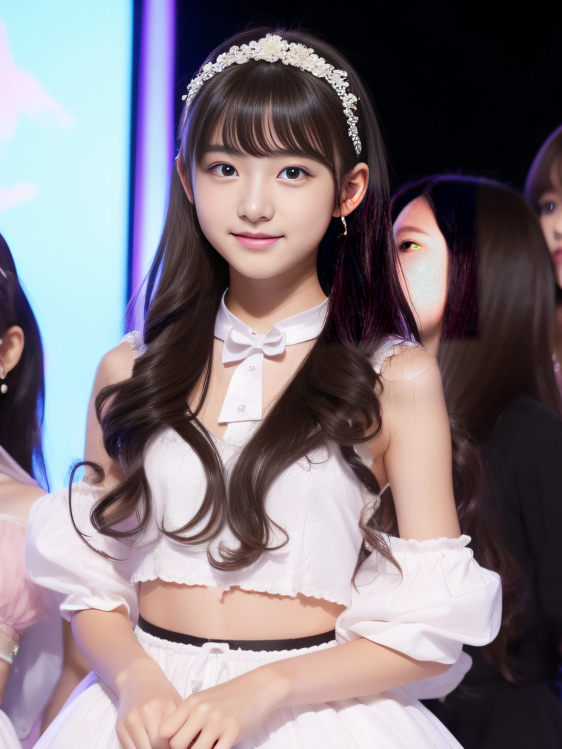 Beautuful Women、ar old 、Half body shot、Idol stage costumes、perspiring、stage、lightly dressed、NSFW