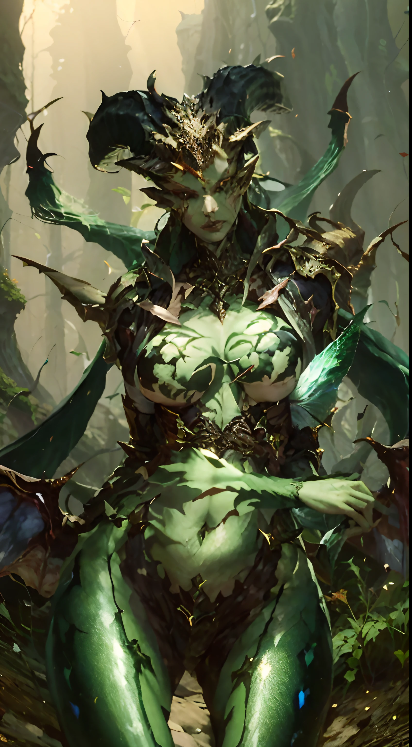 Close-up of a woman dressed in green and a large green dragon, Portrait of Artegam Silvari, elf queen nissa genesis mage, martial artist dryad, Dryad, forest dryad, tyler edlin fantasy art, ent treant dryad, alluring tiefling druid, world of warcraft elven druid, beautiful elegant dryad