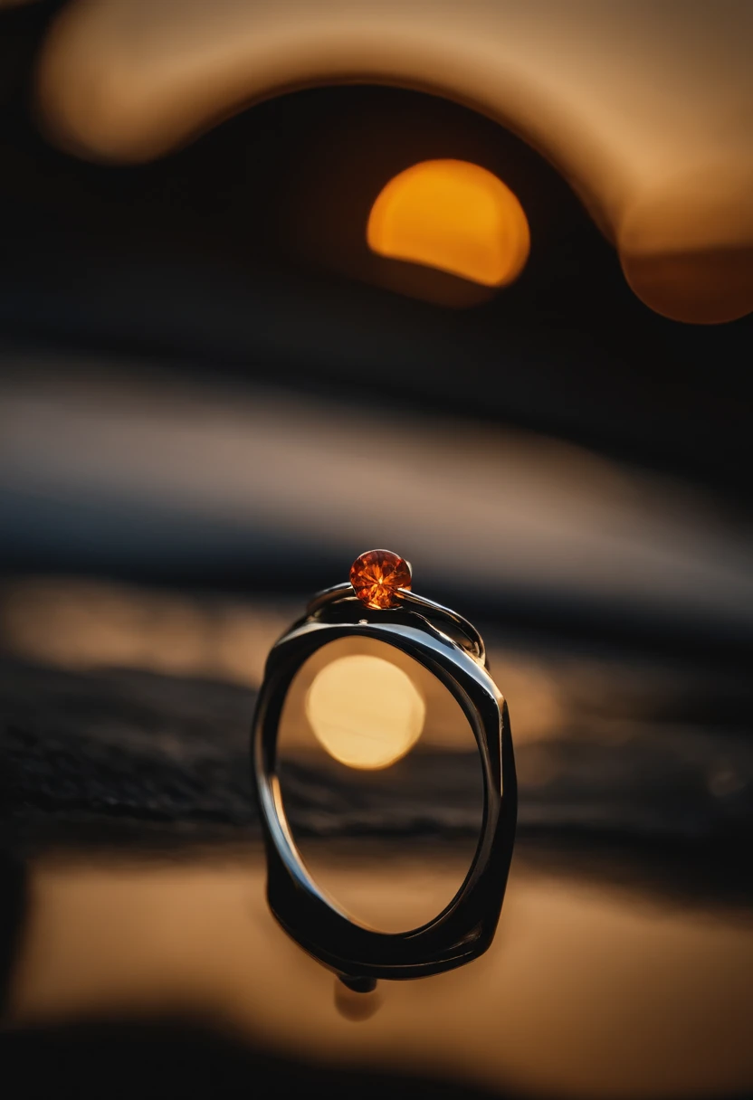 Metallic ring),hyper photorealism,Alexander Calder(r,macro shot,Reflex lens,spotlight,lord of the ring,Reflection
