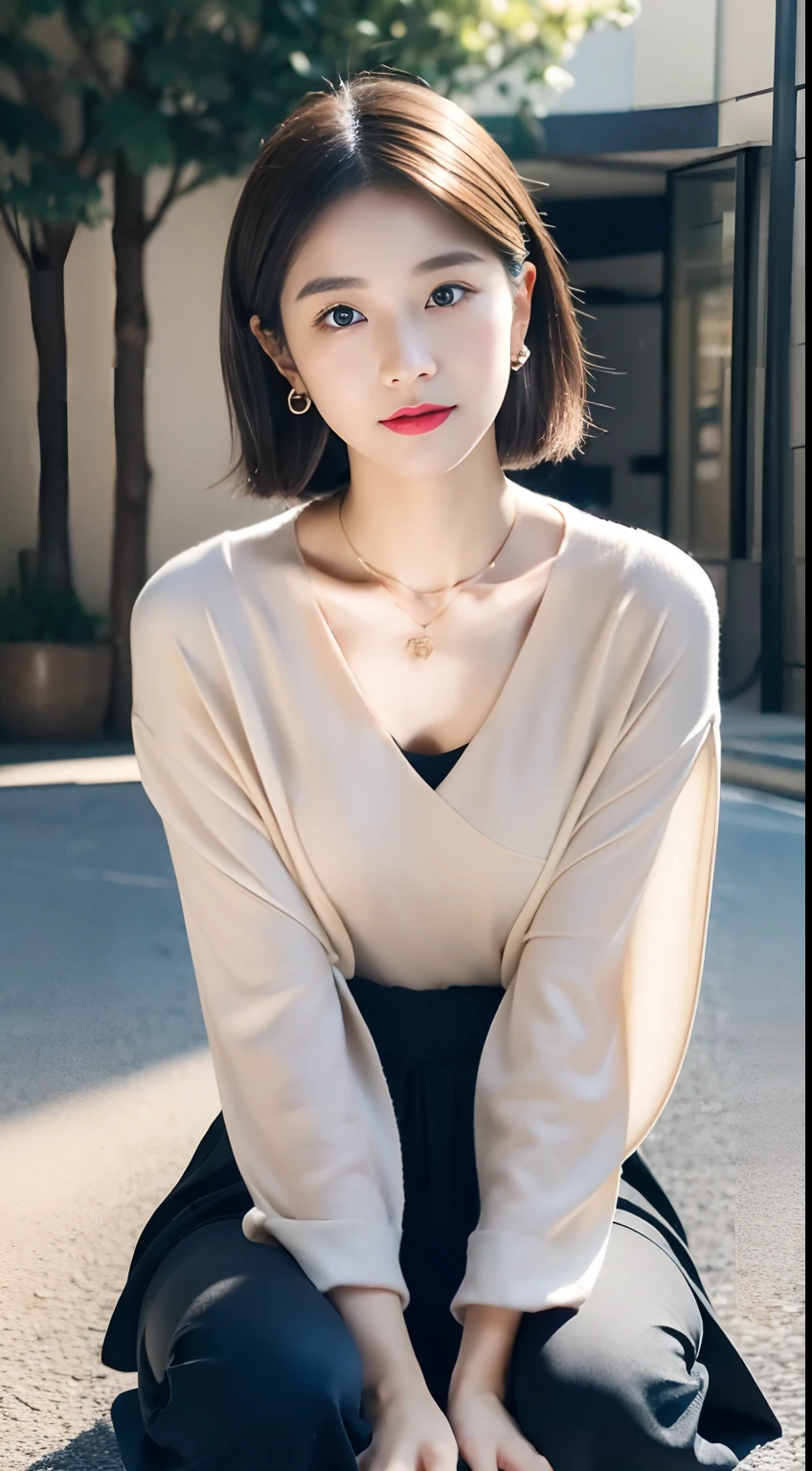 (((32K,very high res, high detal, highly accurate,Masterpiece Girl 1))),RAW photo & realistic atmosphere,Beautiful dark blue eyes,Detailed mouth,Glossy lips,Detailed eyebrows,Soft, fair skin,Every detail shines,,Detailed drawing of the eye、Very beautiful eyes with azure eyes,Detailed lips、Super detailed very nice face,Very well shaped face、lifelike face,Shiny beautiful lips,Beautiful eyebrows,Infinite reality,Best design,(Crazy cute sober and modest Japanese 22 year old girl,,Toned body,thighs thighs thighs thighs,Slender legs,Beautifully shaped breasts,Very cute beautiful girl, girl:1.5),Best Natural Makeup,Japanese idol household,韓国アイドル,Young sensual idol,Moist eyes,Swarthy eyes,Beautiful butt,beautifullegs,,camel's foot,:1.3),超A high resolution、,Natural, realistic face,back Lighting,Pure eyes are so cute,(((Foto realism,shooting full body))),,Realistic reality,(Simple earrings,Necklace arm,Watches,Glossy manicure,Girly clothing,Simple and neat dark adult total coordination,Spring long coat,blouse,Beautiful skirt,Modesty, beauty, fashion and fashion,Heels,Bery short hair,独奏,Lori,full body Esbian:1.7),(Show off your whole body fashion,The pants can be seen through the skirt squatting in front,Slightly chubby,A faint smile,The face is very young,a baby f1.8)