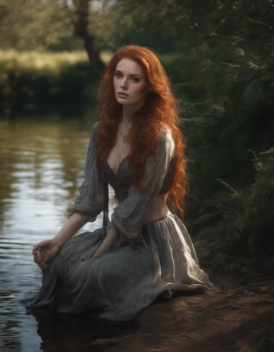 Masterpiece, (((full figure supermodel, full body shot, entire body in frame))), (((magical lighting action shot))) (((beautiful redhead fit pale smiling goddess Scottish woman kneeling in river garden in a park, arms covering flat chest, arms across small chest, arms folded))), (((micro outfit, looking into the camera))) , ((( redhead hair, accurate hands accurate eyes))) moody lighting, very detailed, dramatic lighting, digital art trending on Artstation 8k HD high definition detailed realistic, detailed, skin texture, hyper detailed, realistic skin texture, armature, best quality, ultra high res, (photorealistic:1.4), high resolution, detailed, raw photo, sharp re, nikon d850 film stock photograph 4 kodak portra 400 camera f1.6 lens rich colors hyper realistic lifelike texture dramatic lighting unrealengine trending on artstation cinestill 800, (((accurate female anatomy, perfect eyes))) (((500px, fstoppers, photosight.ru, iso noise))) portrait of beautiful women, looking over spruce forest, moody portrait, striking features, beauty, intricate details, dramatic composition, tension, wispy hair, blue eyes, contrast, texture, realism, high-quality rendering, stunning art, high quality, film grain, Fujifilm XT3, acne, blemishes, detailed skin, freckled
